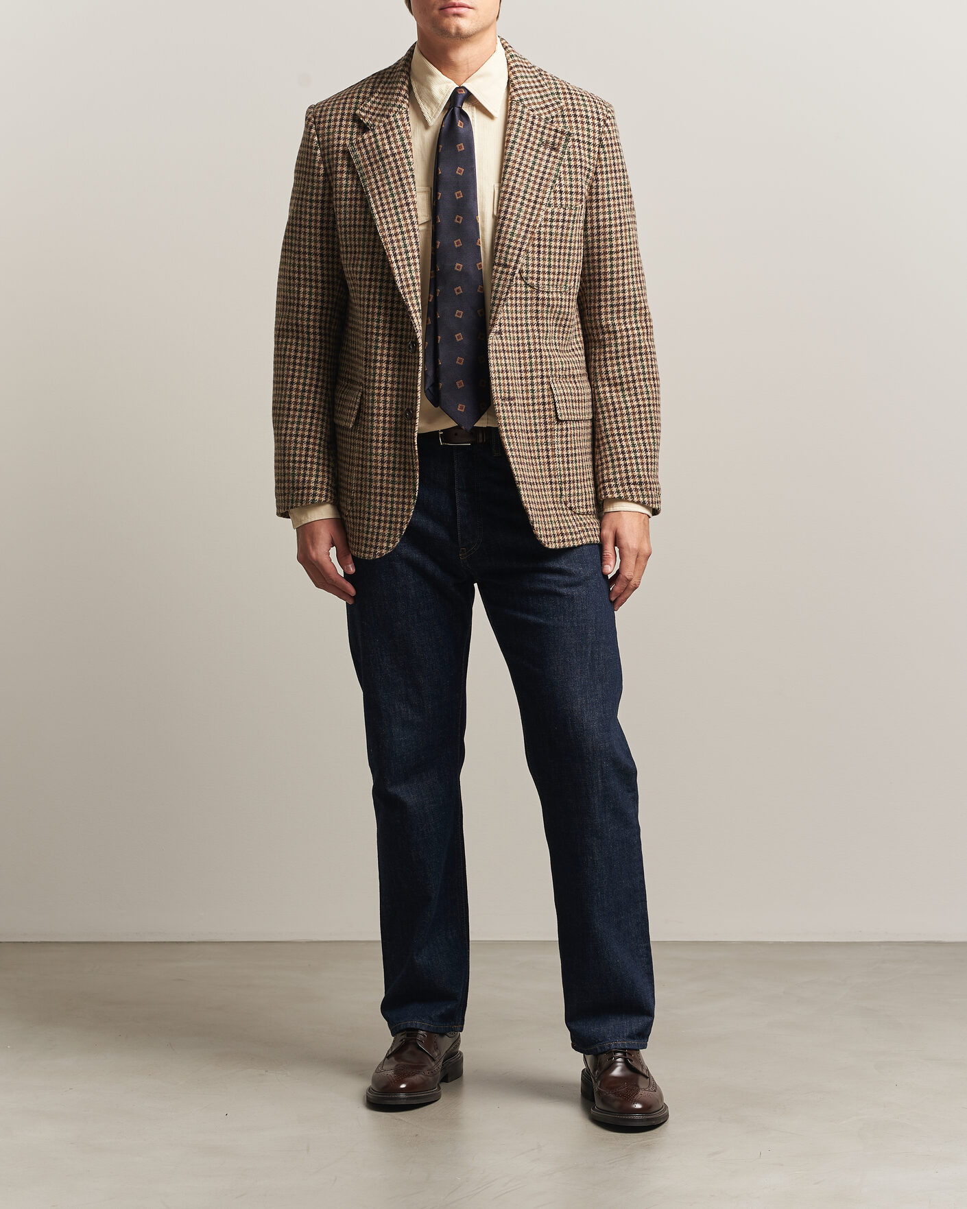 Herre | Dressjakker | Drake's | MKVII Tweed Houndcheck Games Blazer Brown