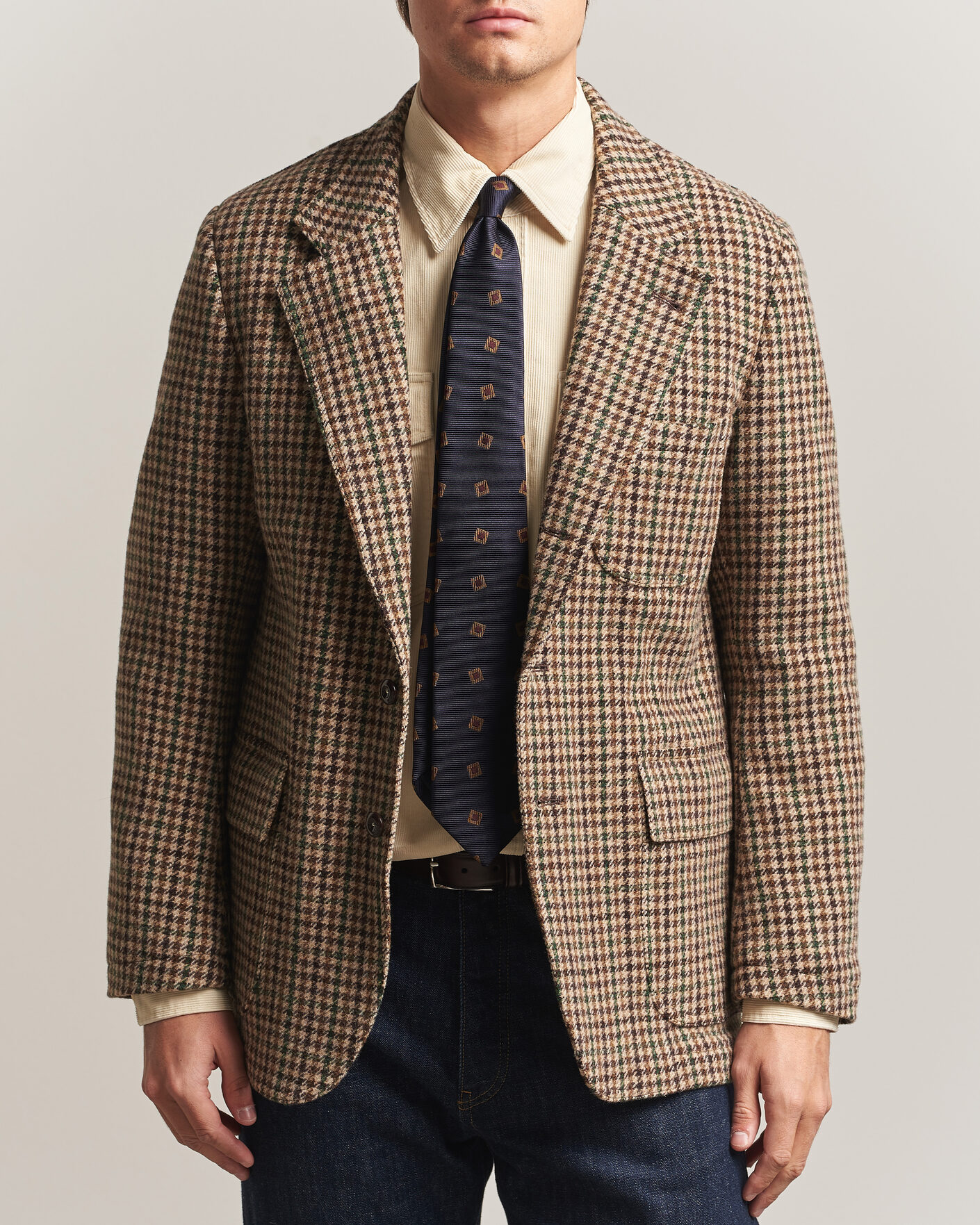 Herre | Dressjakker | Drake's | MKVII Tweed Houndcheck Games Blazer Brown