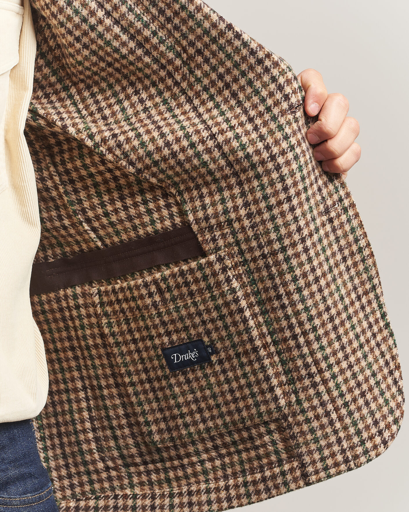 Herre | Dressjakker | Drake's | MKVII Tweed Houndcheck Games Blazer Brown