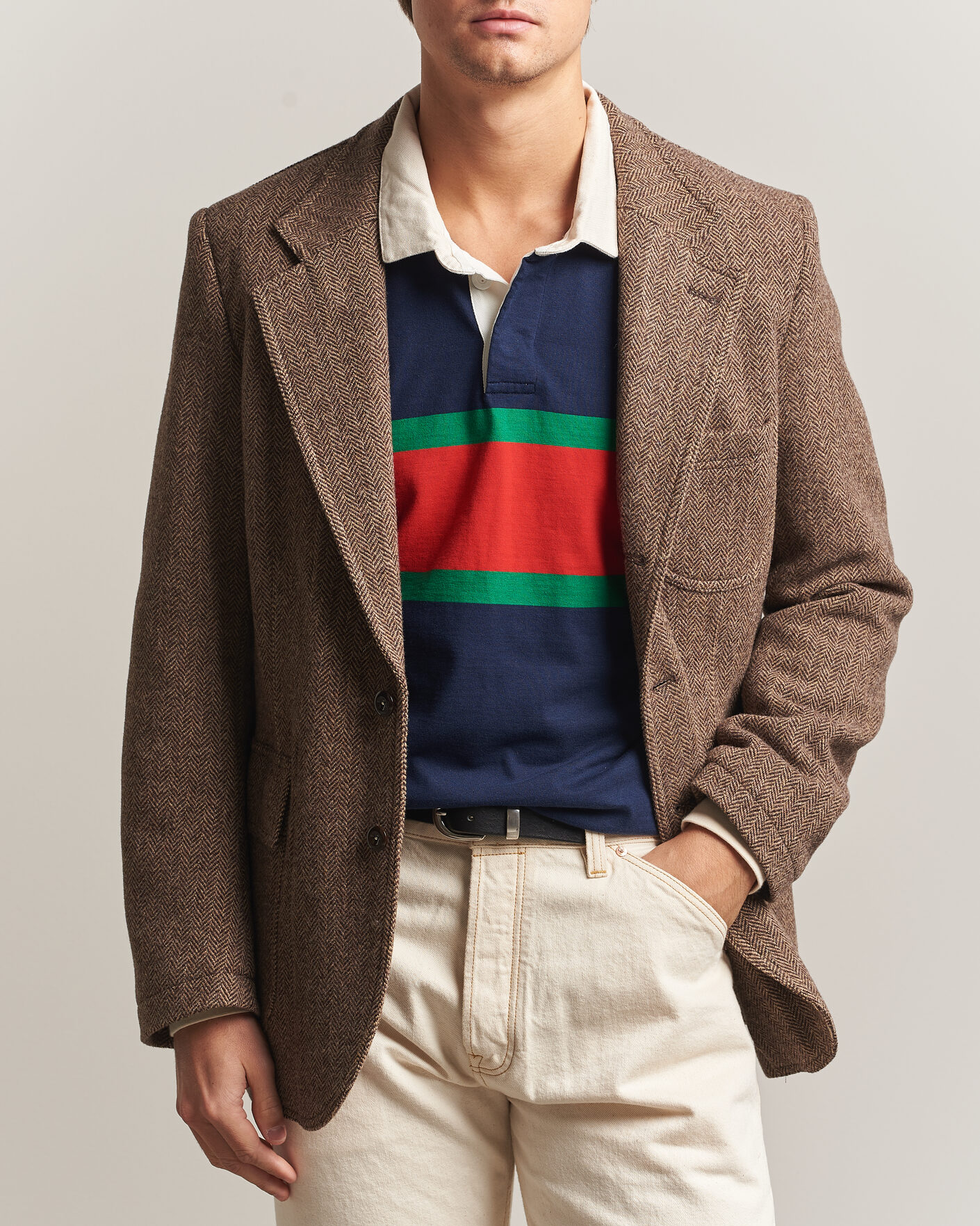 Herre | Dressjakker | Drake's | MKVII Tweed Herringbone Games Blazer Brown
