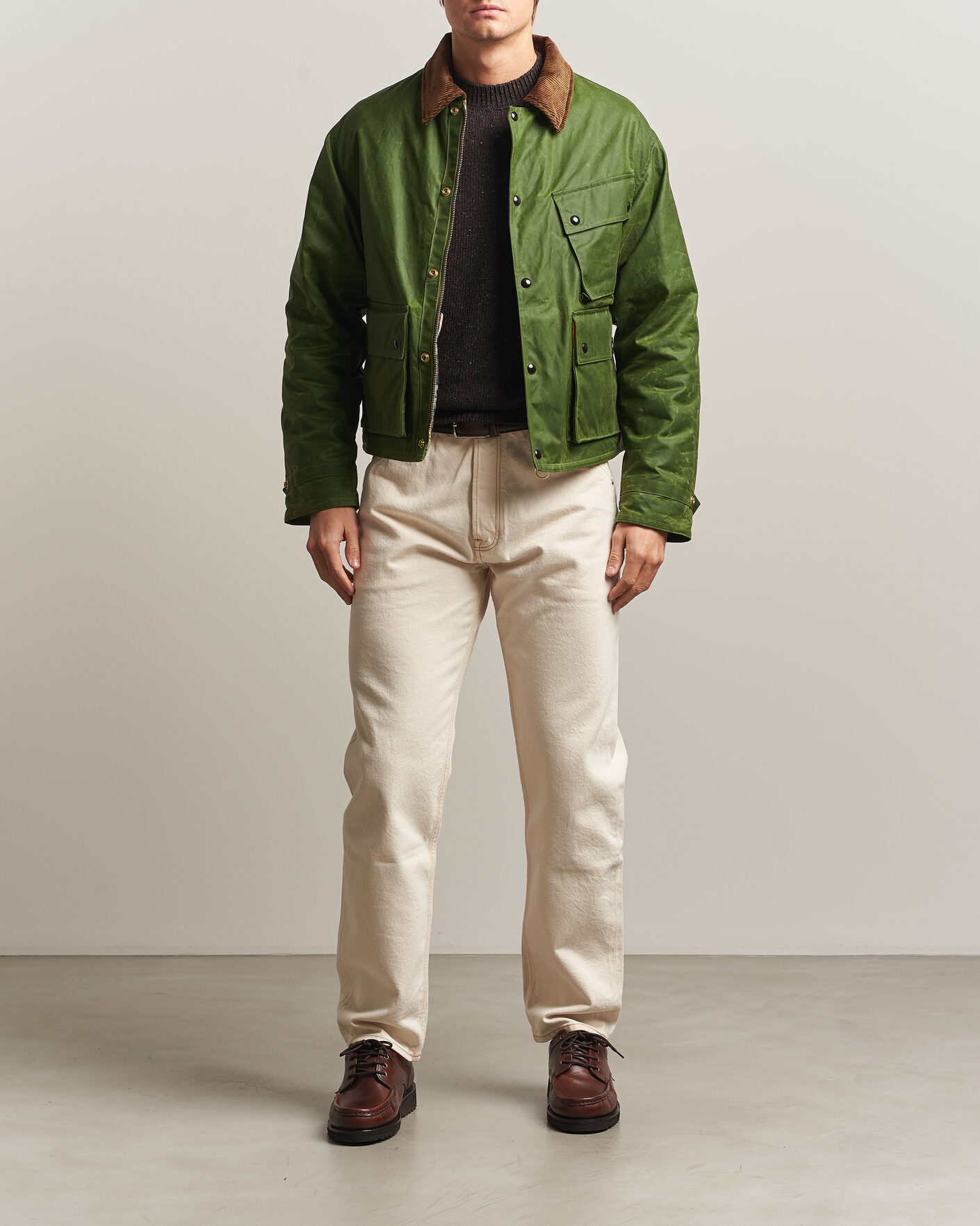 Herre | Jakker | Drake's | Waxed Wader Jacket Lemongrass