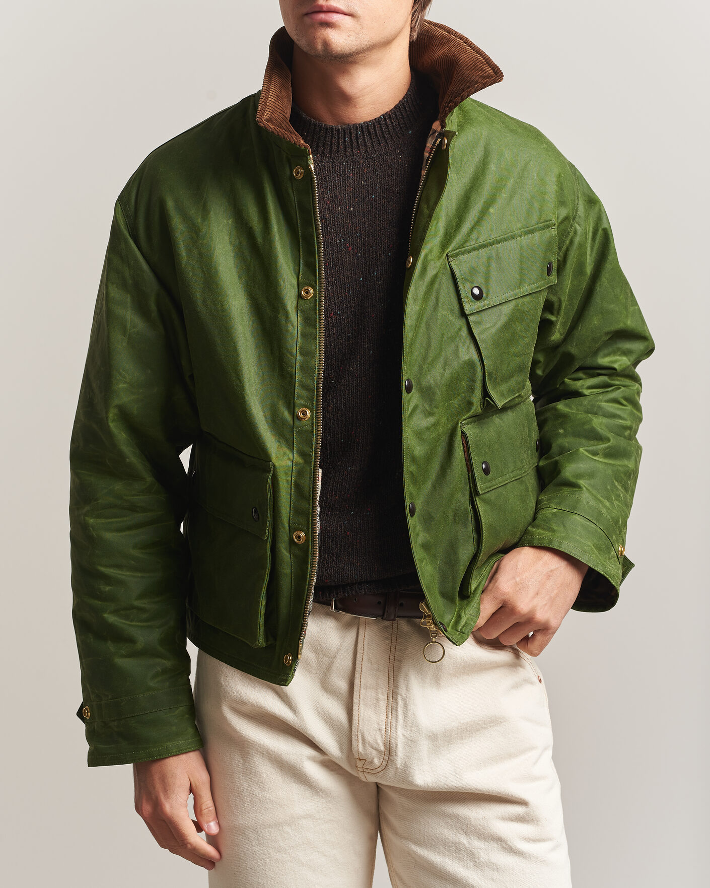 Herre | Jakker | Drake's | Waxed Wader Jacket Lemongrass