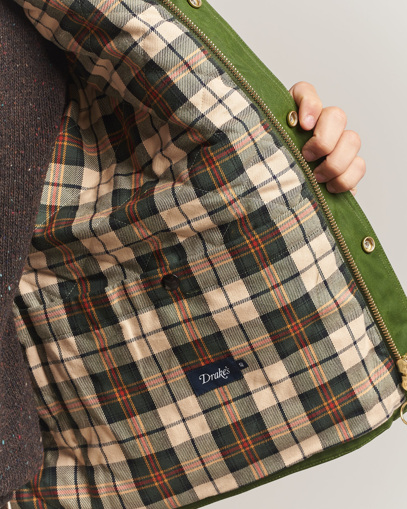 Herre | Jakker | Drake's | Waxed Wader Jacket Lemongrass
