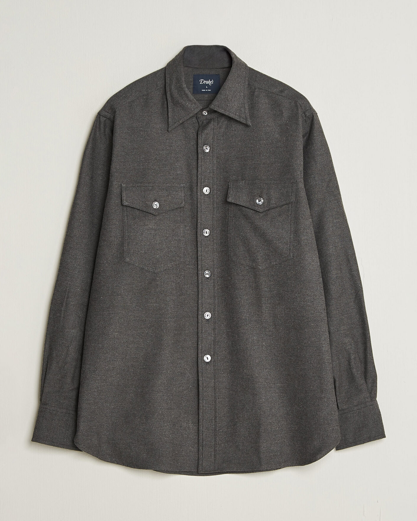 Herre | Skjorter | Drake's | Two Pocket Casual Shirt Grey