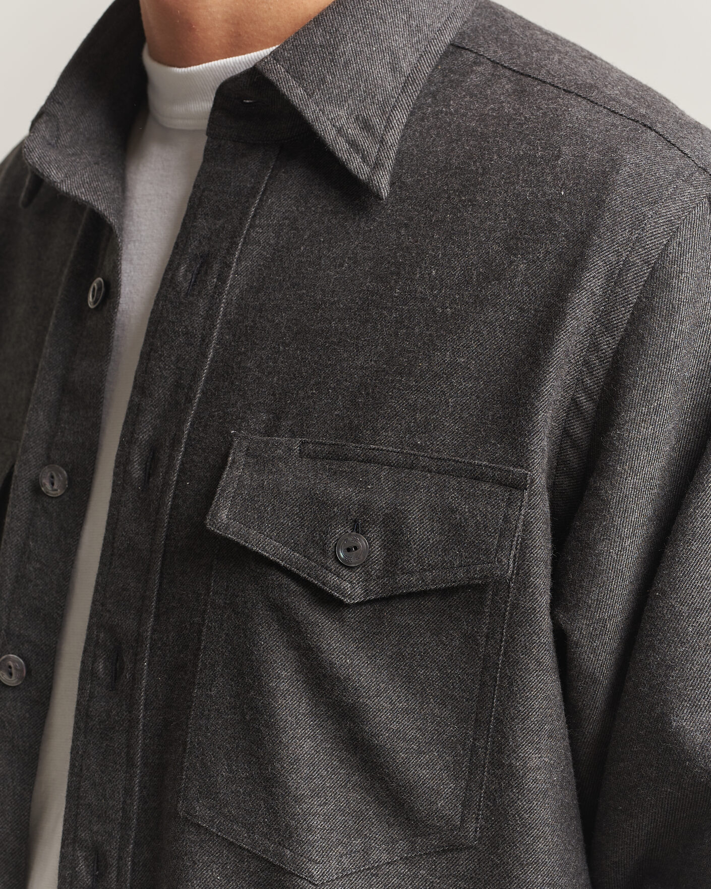 Herre | Skjorter | Drake's | Two Pocket Casual Shirt Grey