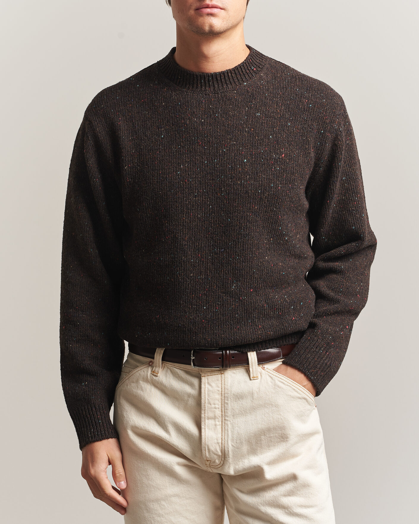 Herre | Gensere | Drake's | Donegal Crewneck Brown