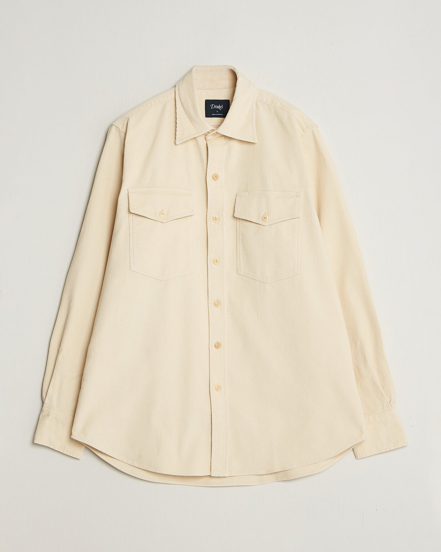 Herre | Skjorter | Drake's | Two Pocket Corduroy Shirt Ecru