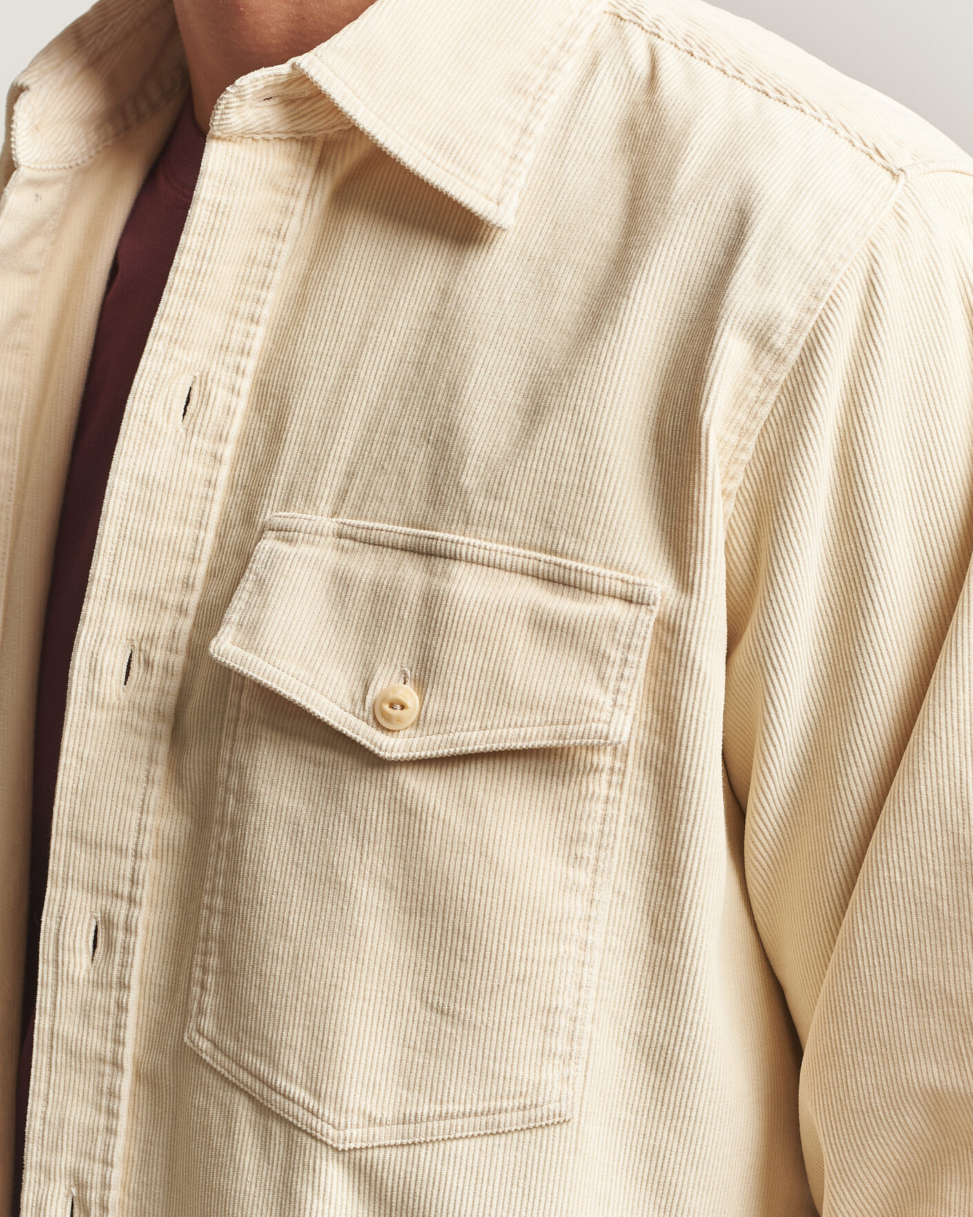 Herre | Skjorter | Drake's | Two Pocket Corduroy Shirt Ecru