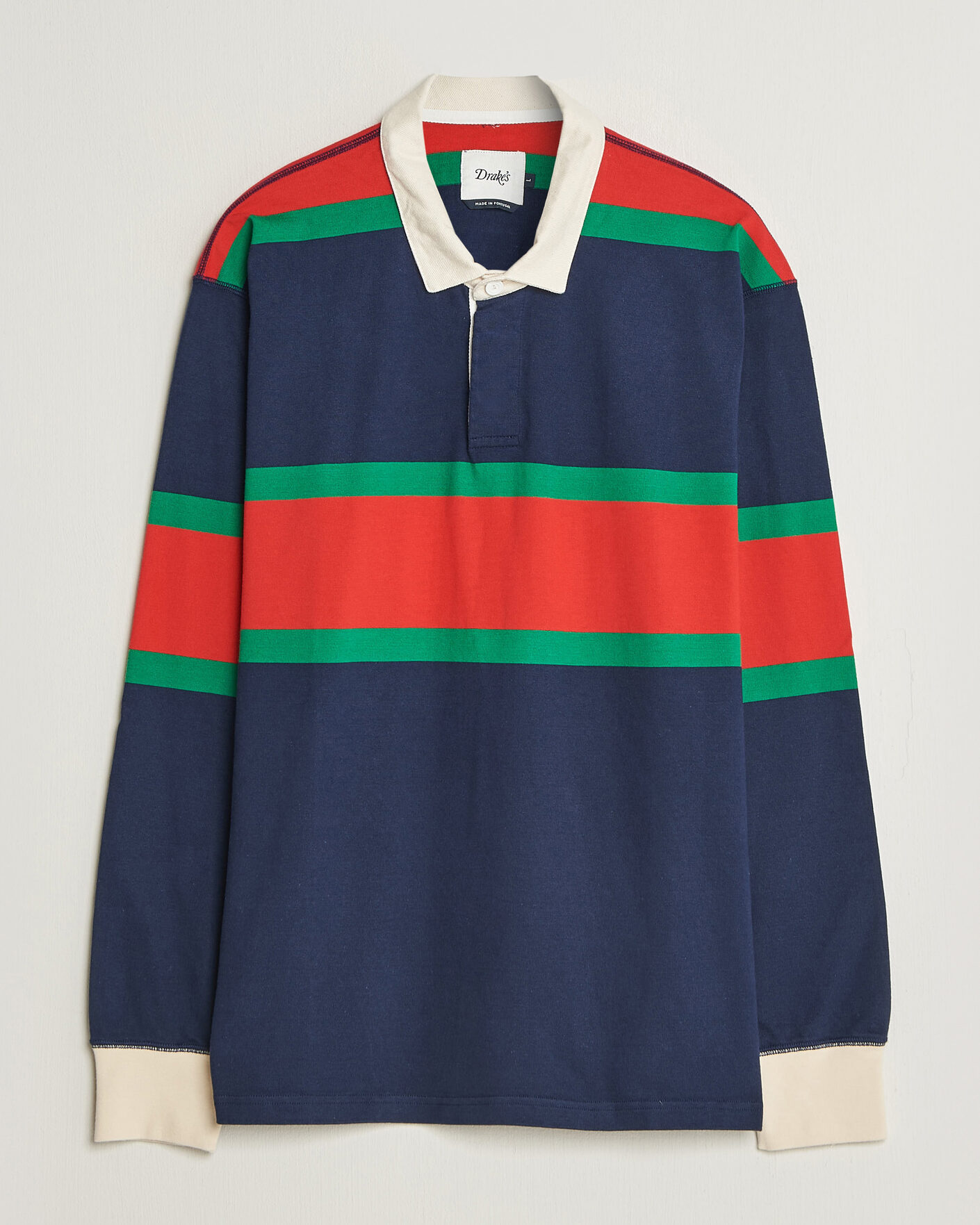 Herre | Gensere | Drake's | Middle Stripe Rugby Navy/Red/Green
