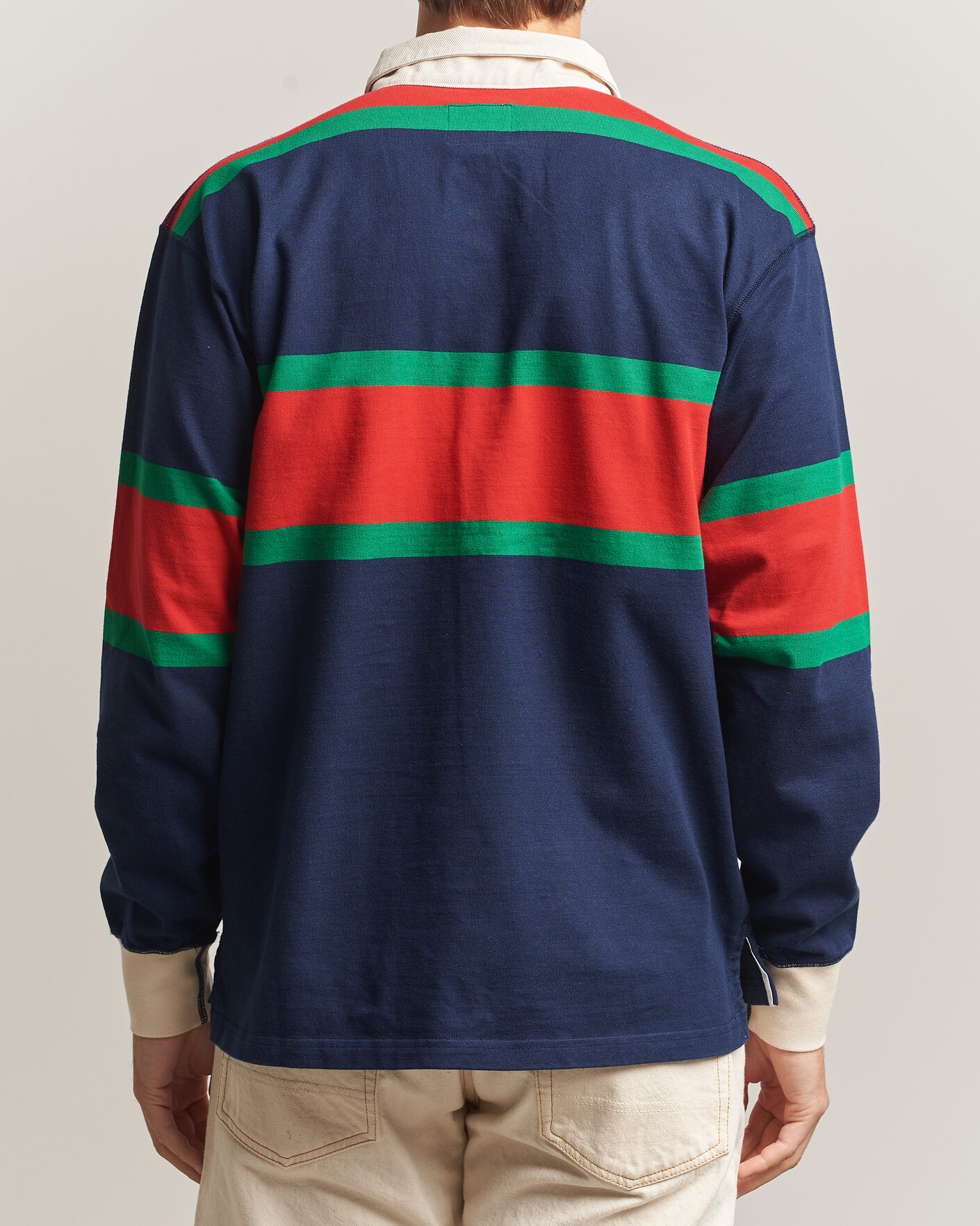 Herre | Gensere | Drake's | Middle Stripe Rugby Navy/Red/Green