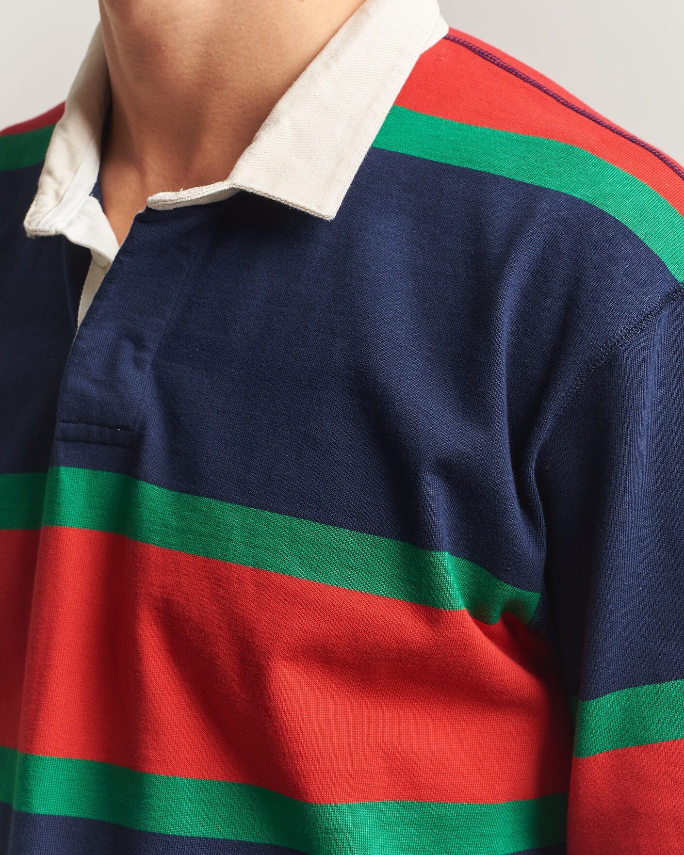 Herre | Gensere | Drake's | Middle Stripe Rugby Navy/Red/Green