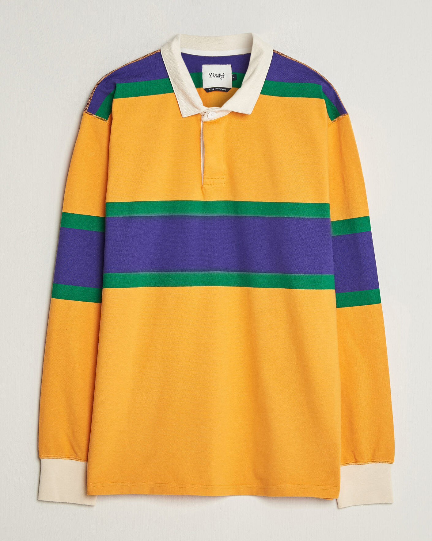 Herre | Gensere | Drake's | Block Stripe Rugby Yellow