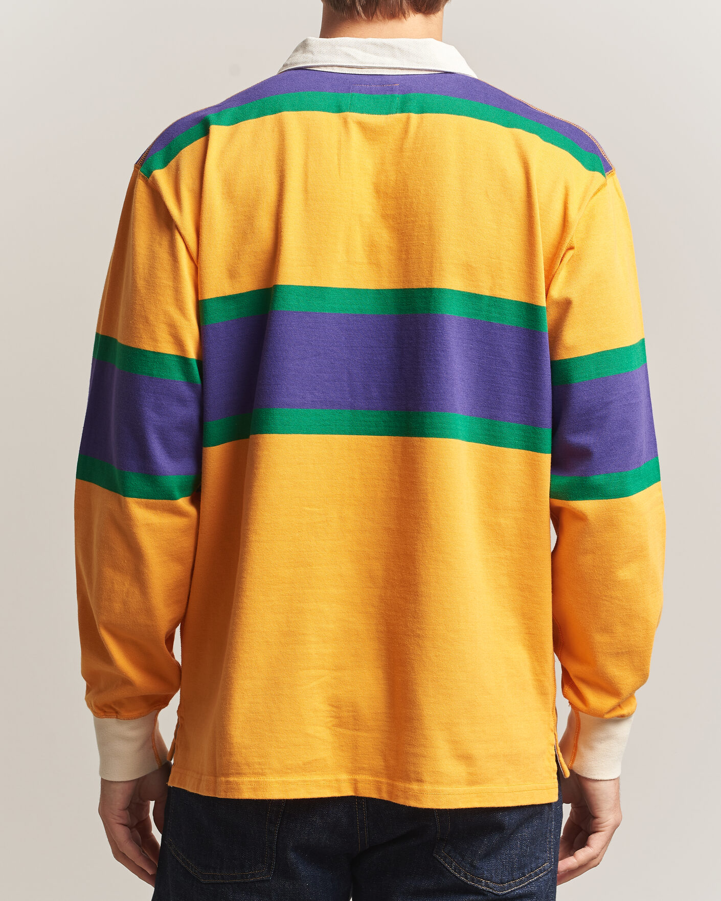 Herre | Gensere | Drake's | Block Stripe Rugby Yellow