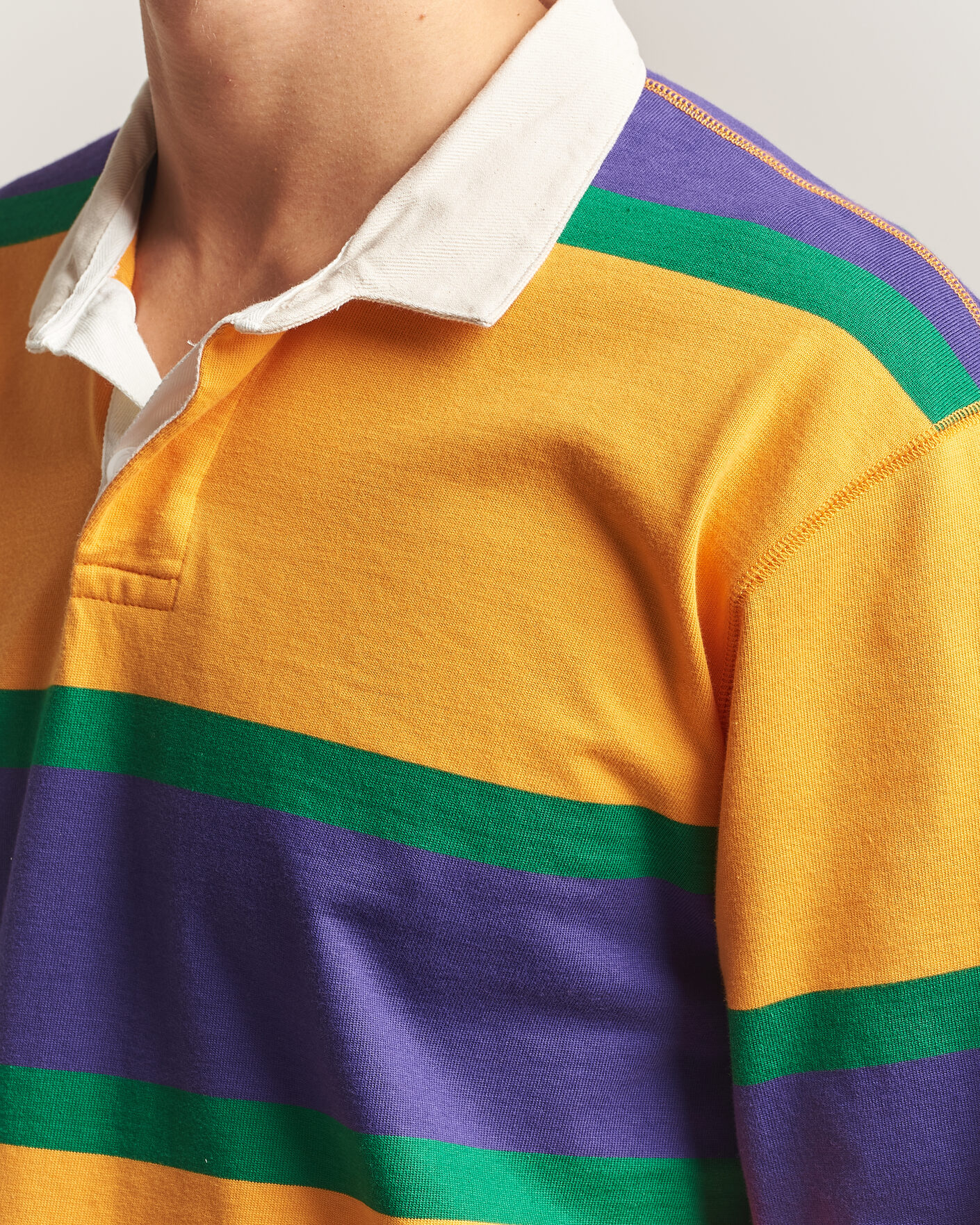Herre | Gensere | Drake's | Block Stripe Rugby Yellow