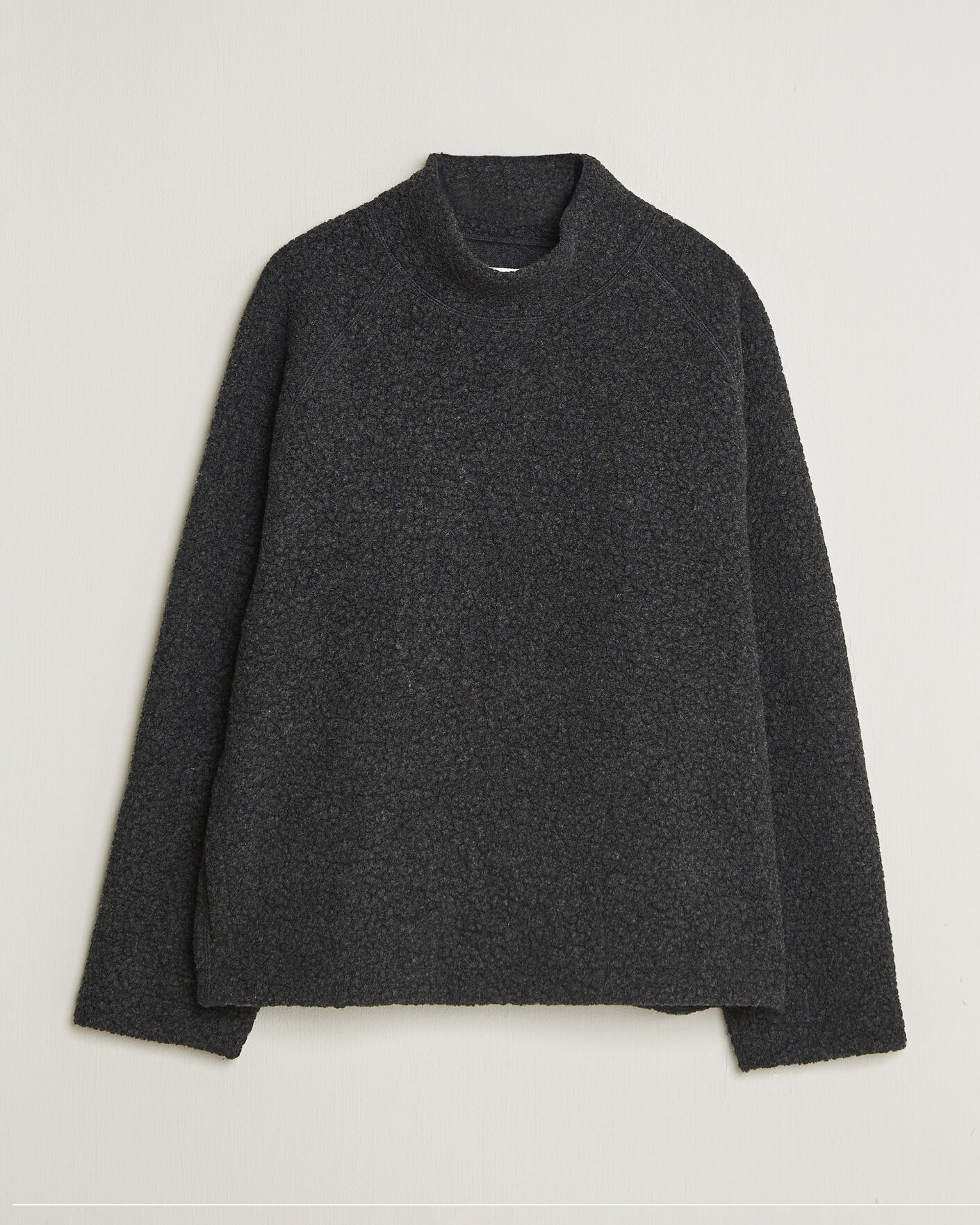 Herre | Gensere | Drake's | Mock Neck Fleece Grey