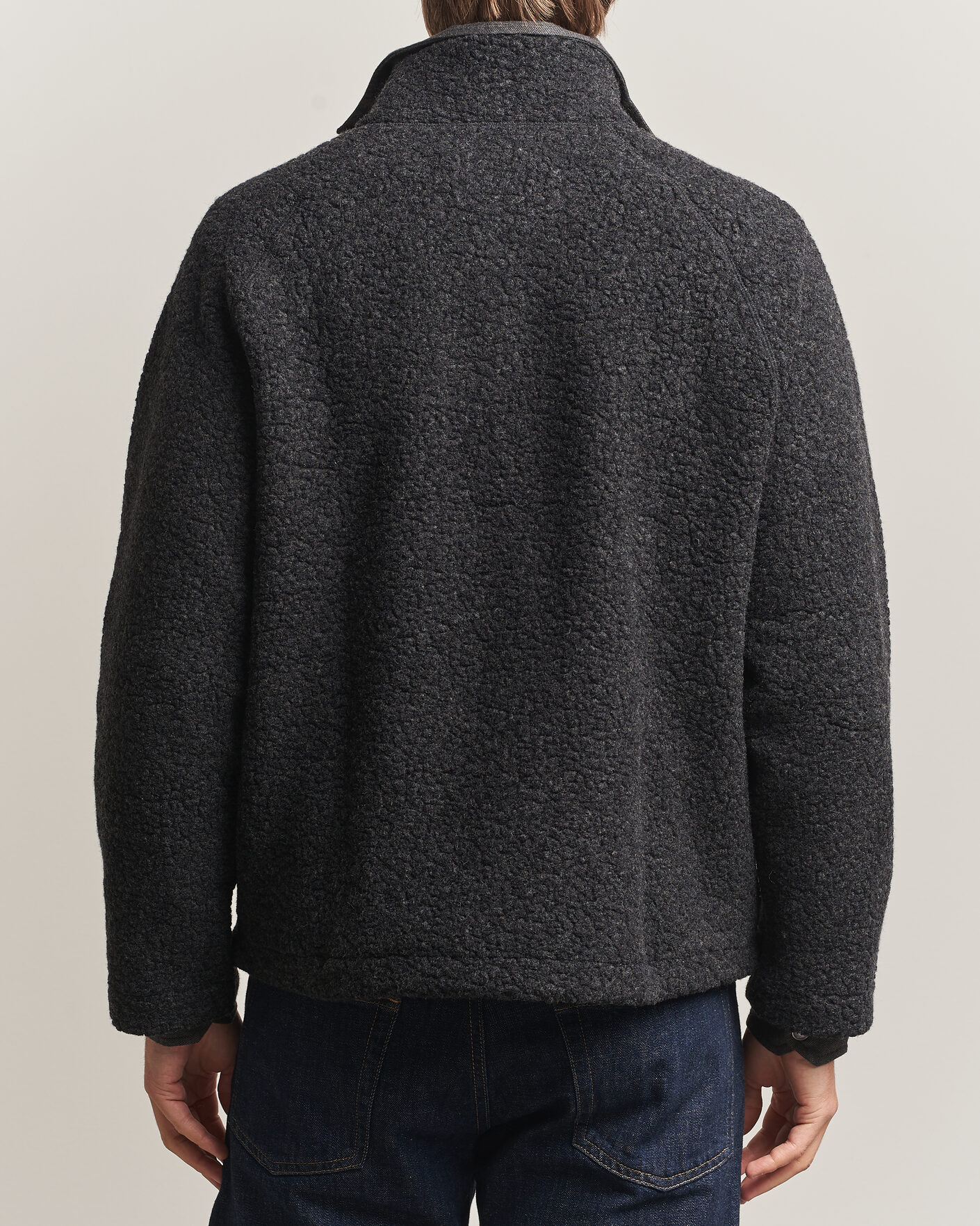 Herre | Gensere | Drake's | Mock Neck Fleece Grey