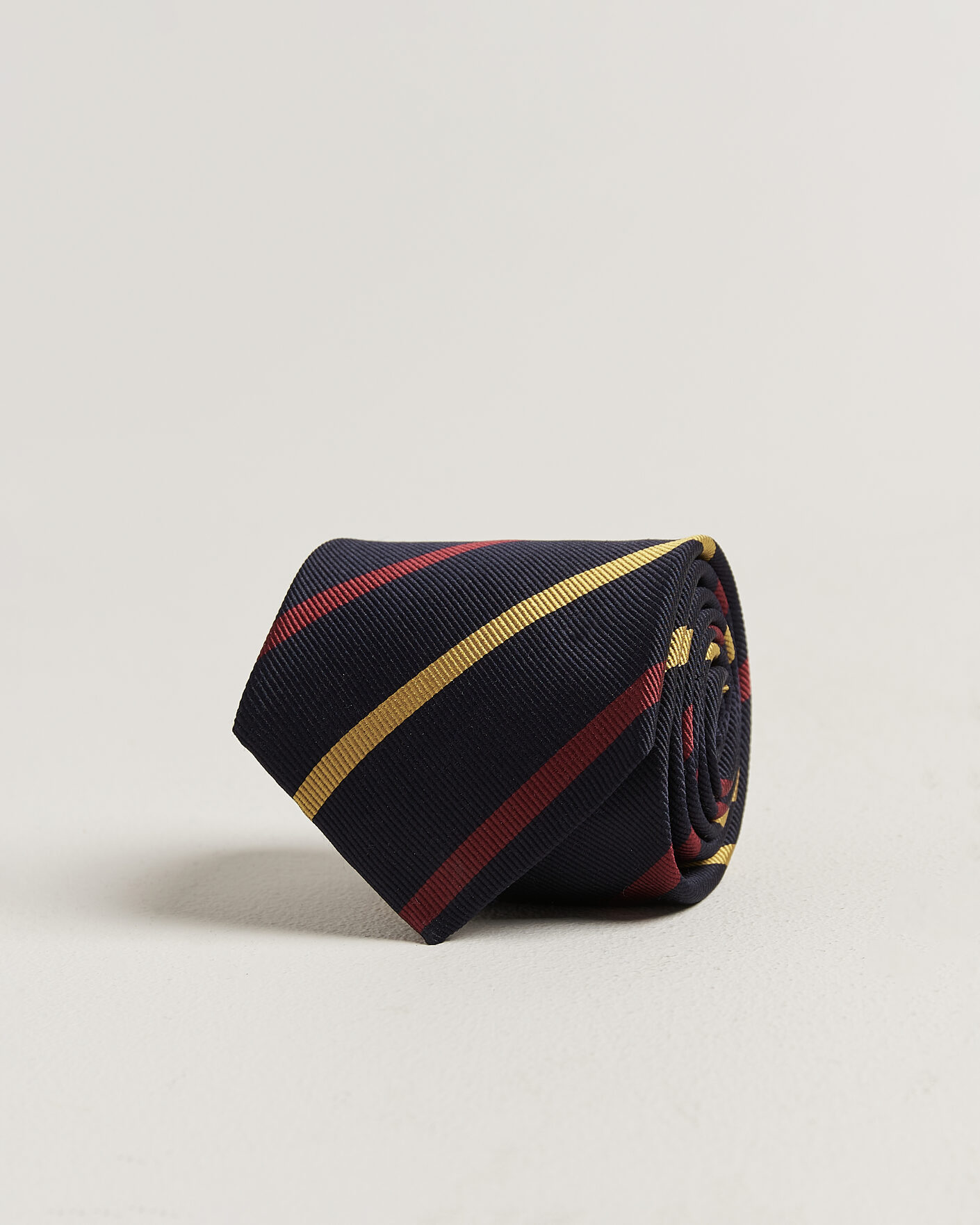Herre | Slips | Drake's | Line Stripe Super Reppe Tie Navy/Red/Yellow