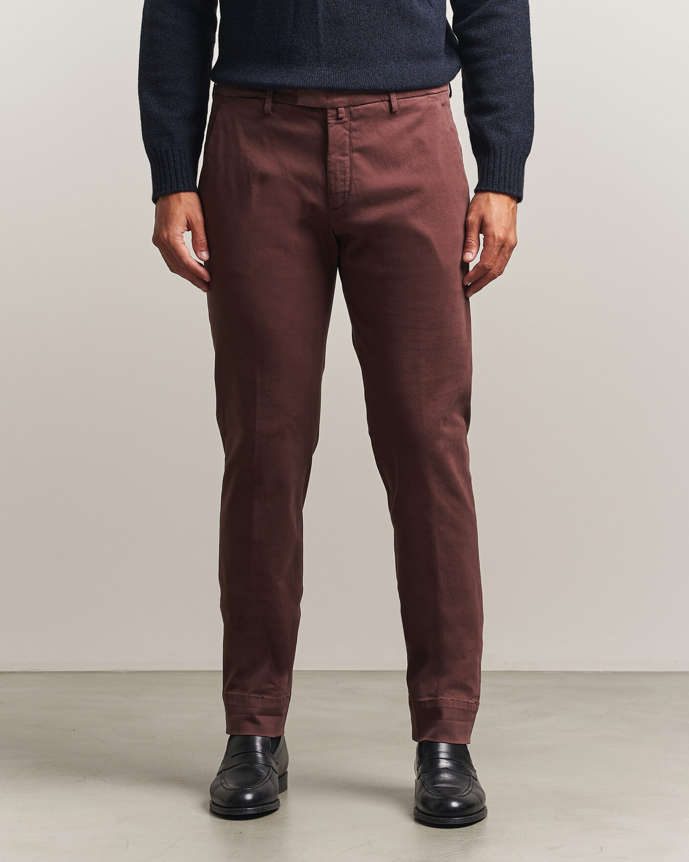 Herre | Bukser | Briglia 1949 | Slim Fit Cotton Stretch Trousers Burgundy