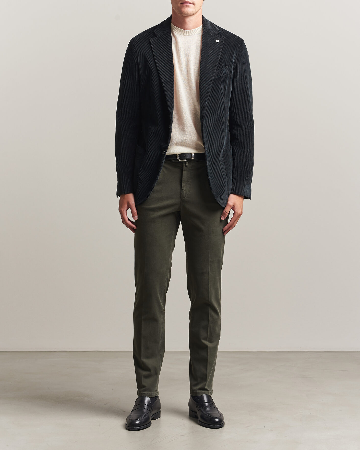 Herre | Bukser | Briglia 1949 | Easy Fit Pleated Cotton Stretch Trousers Military