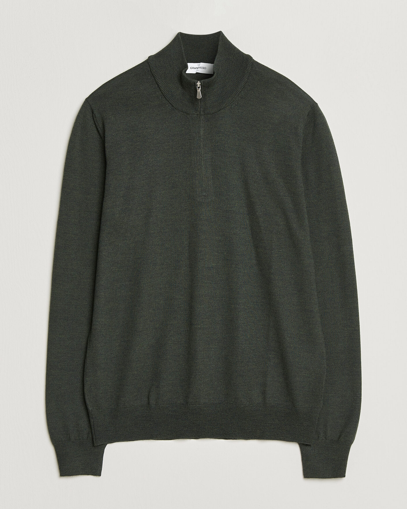 Herre | Gensere | Gran Sasso | Merino Fashion Fit Half Zip Olive Melange
