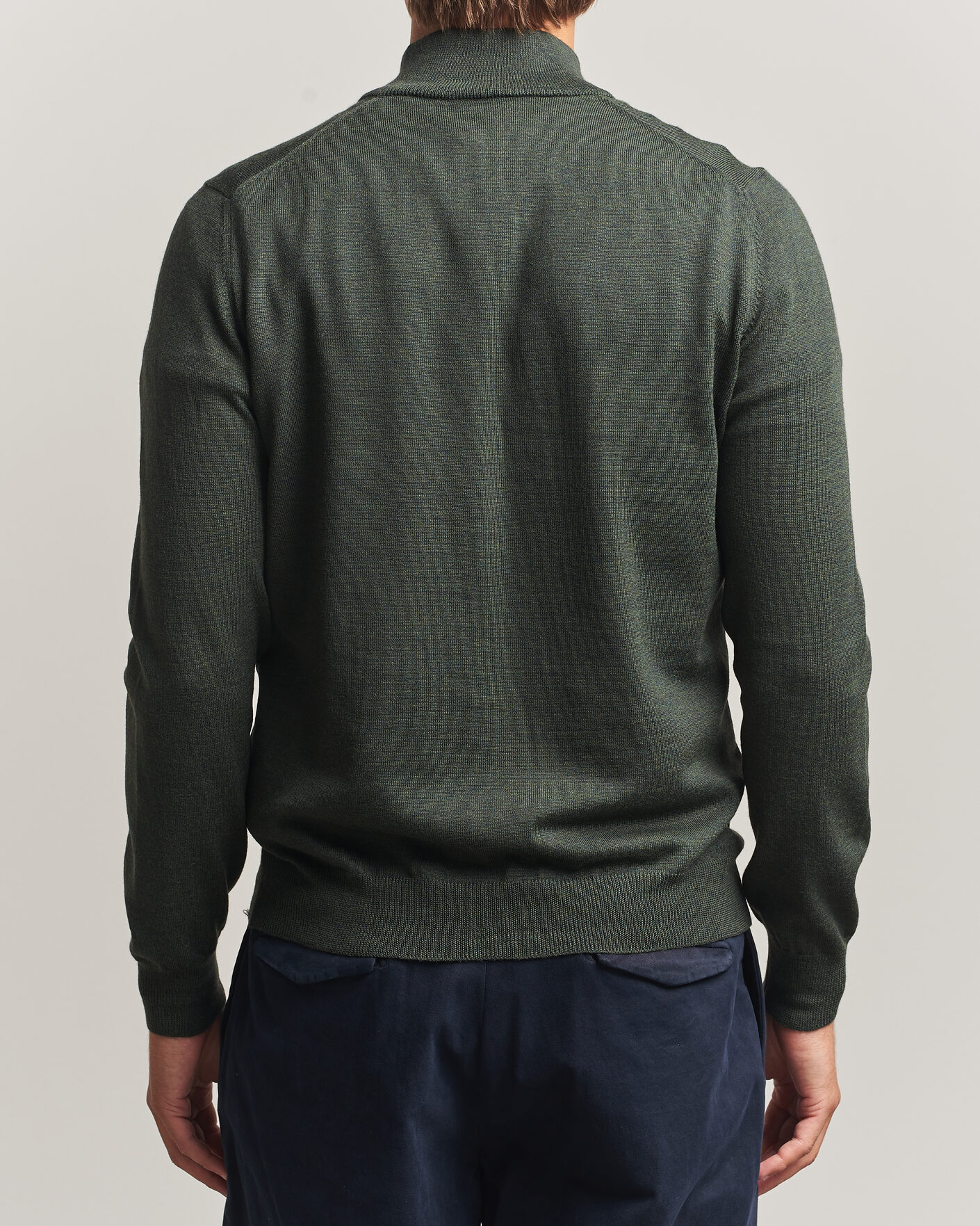 Herre | Gensere | Gran Sasso | Merino Fashion Fit Half Zip Olive Melange