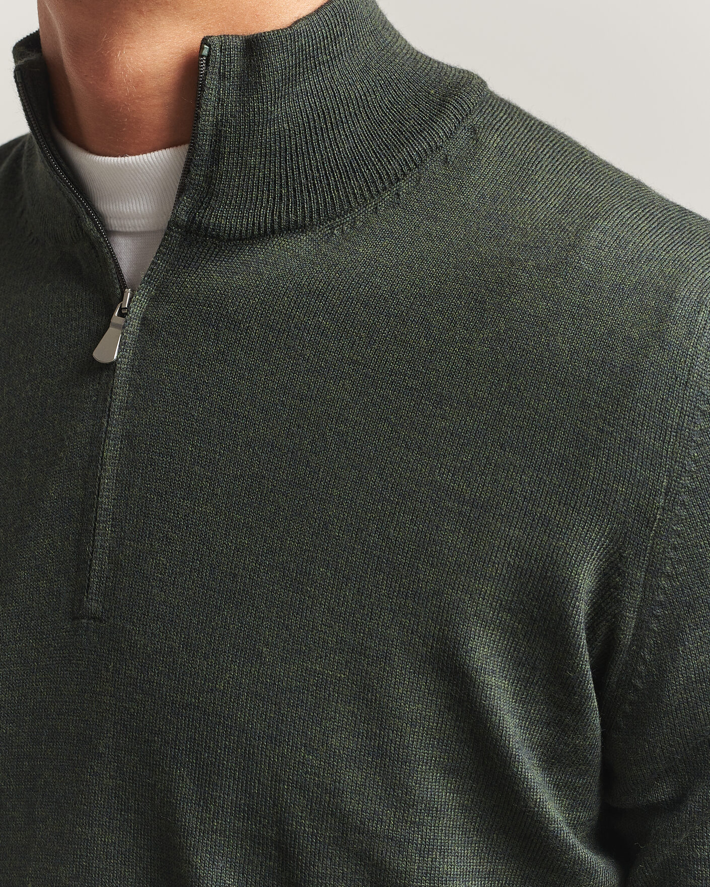 Herre | Gensere | Gran Sasso | Merino Fashion Fit Half Zip Olive Melange