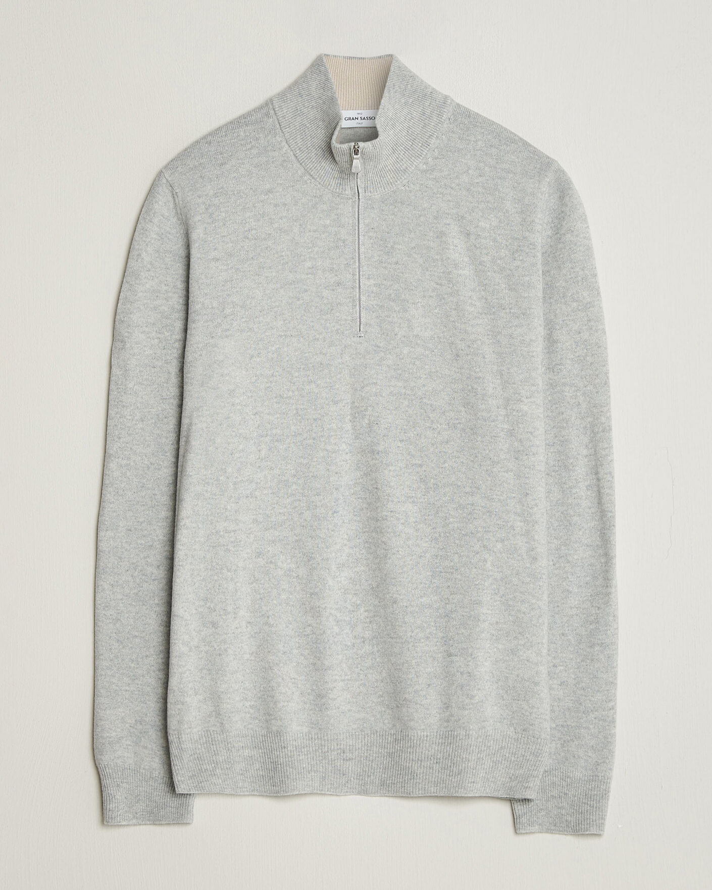 Herre | Gensere | Gran Sasso | Wool/Cashmere Half Zip Light Grey Melange