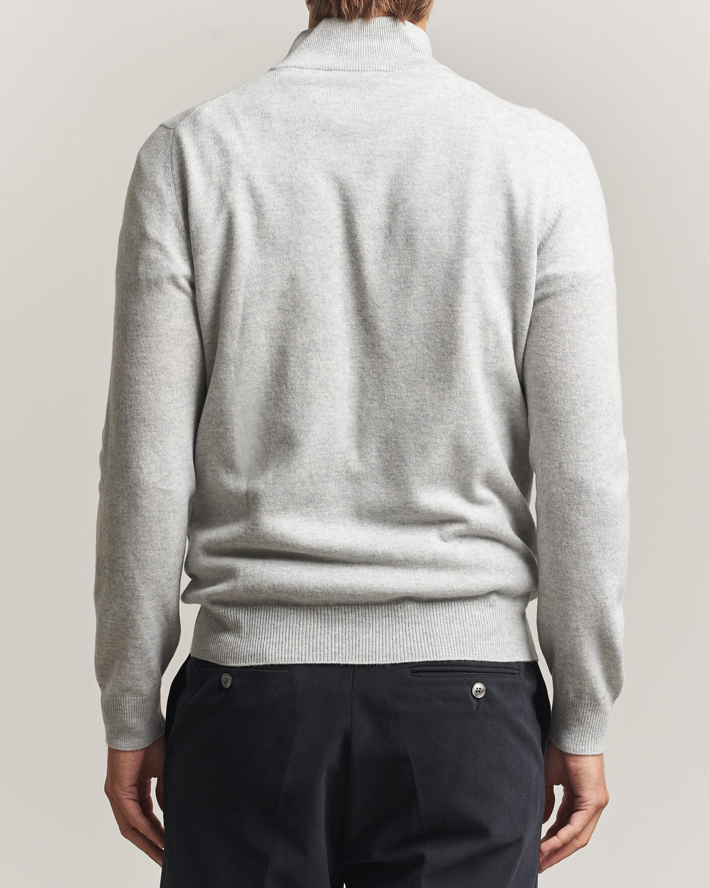 Herre | Gensere | Gran Sasso | Wool/Cashmere Half Zip Light Grey Melange