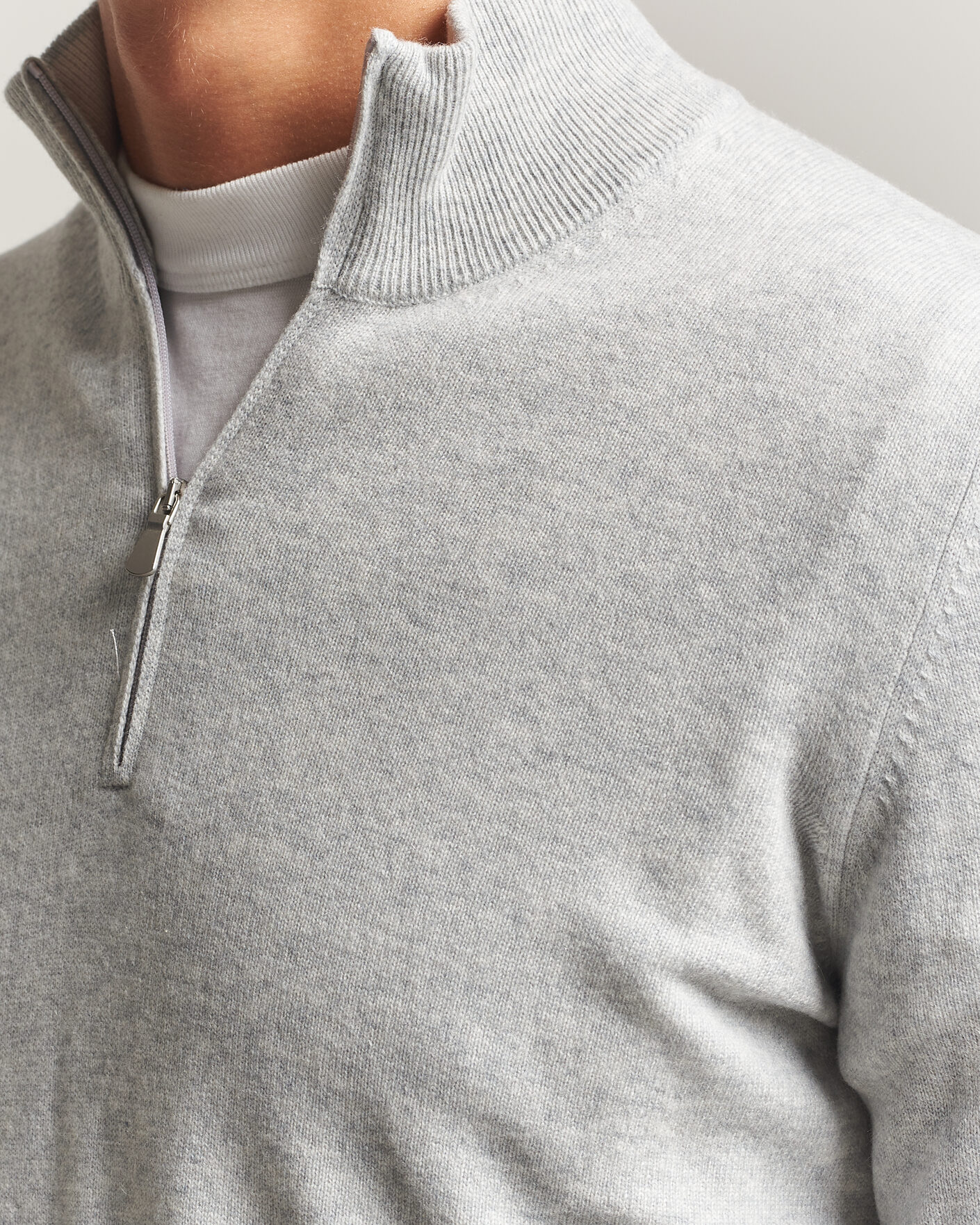 Herre | Gensere | Gran Sasso | Wool/Cashmere Half Zip Light Grey Melange
