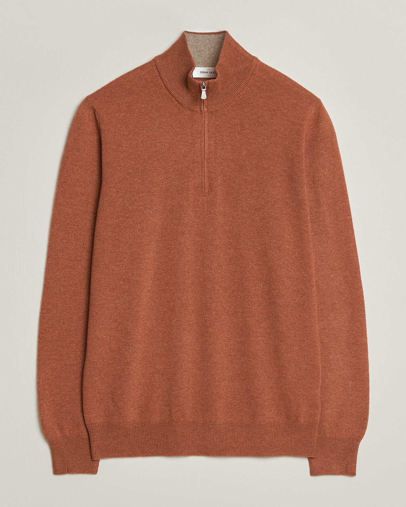 Herre | Gensere | Gran Sasso | Wool/Cashmere Half Zip Rust Orange