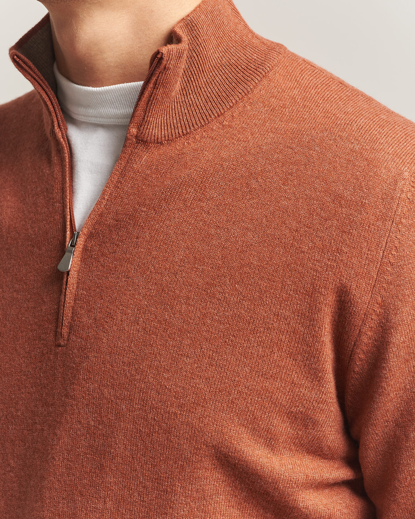 Herre | Gensere | Gran Sasso | Wool/Cashmere Half Zip Rust Orange