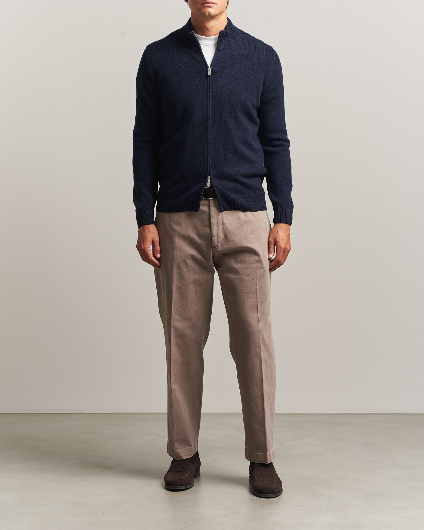 Herre | Gensere | Gran Sasso | Wool/Cashmere Full Zip Navy