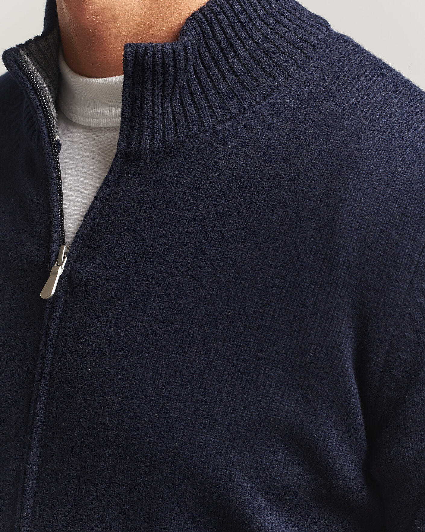 Herre | Gensere | Gran Sasso | Wool/Cashmere Full Zip Navy