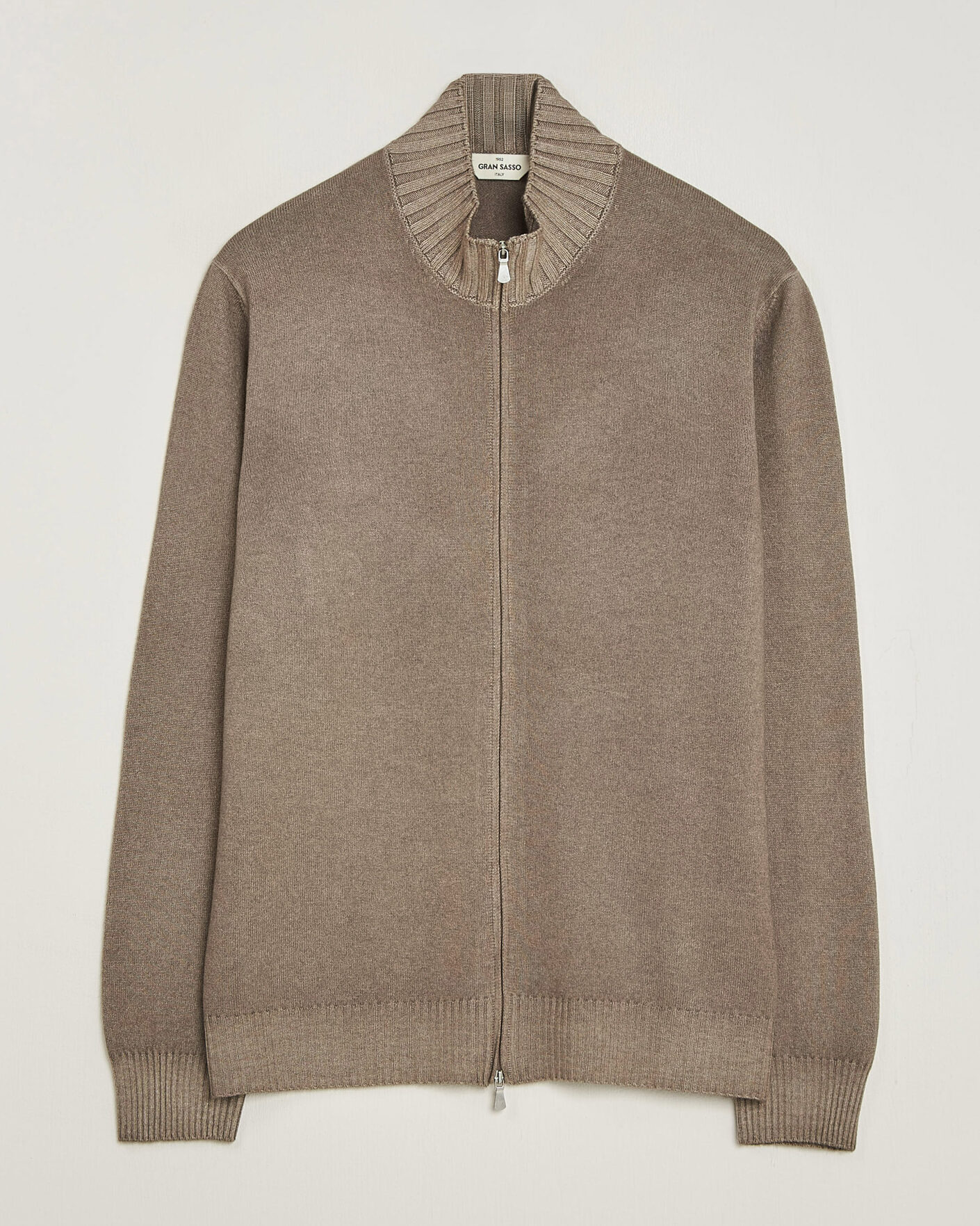 Herre | Gensere | Gran Sasso | Wool/Cashmere Washed Full Zip Brown Melange