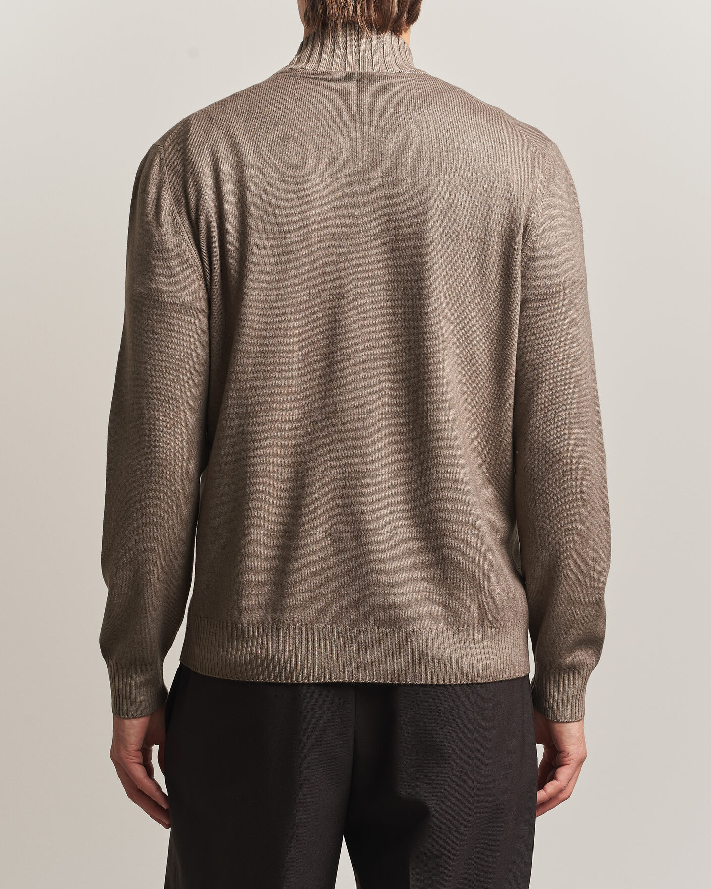Herre | Gensere | Gran Sasso | Wool/Cashmere Washed Full Zip Brown Melange