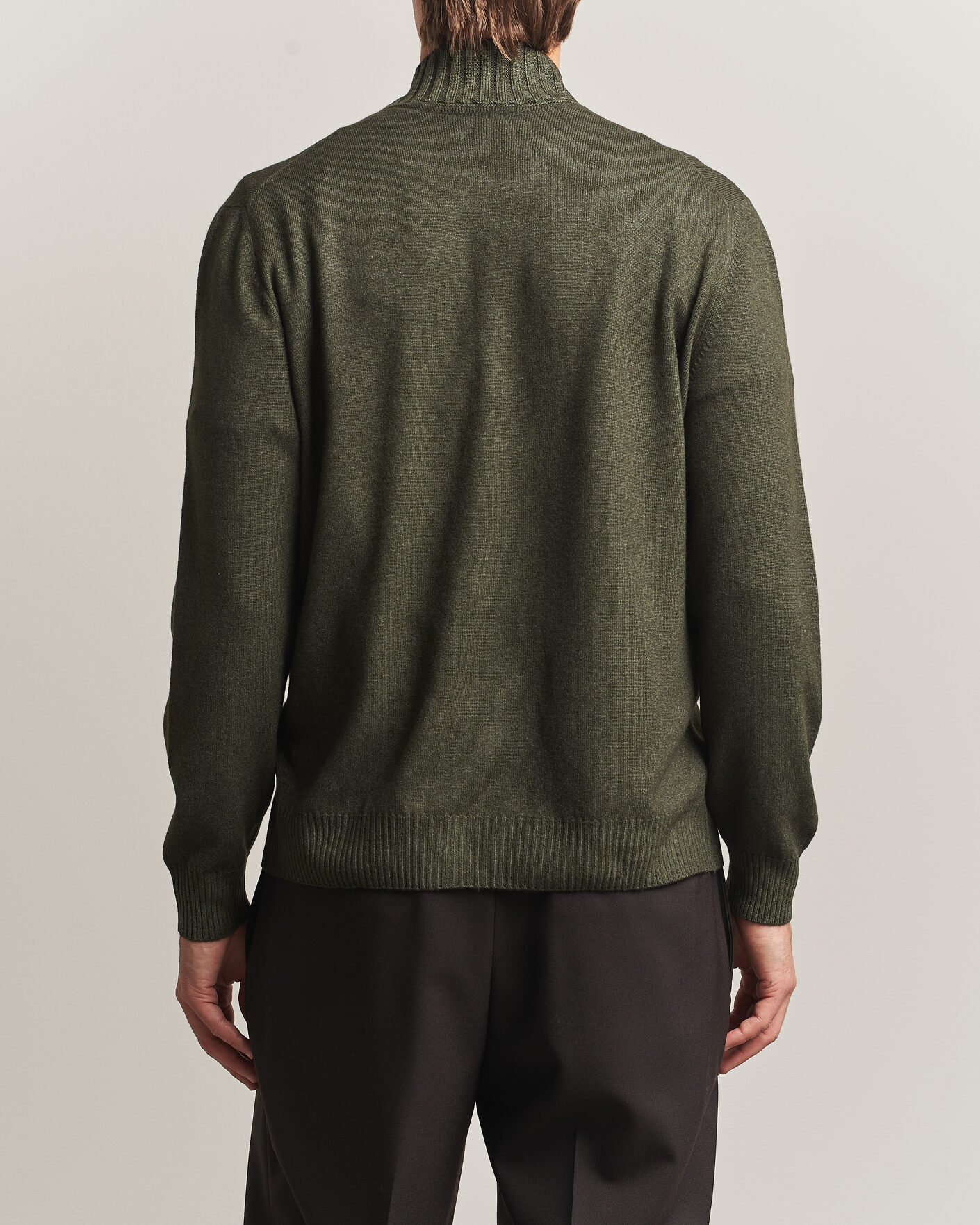 Herre | Gensere | Gran Sasso | Wool/Cashmere Washed Full Zip Olive Melange
