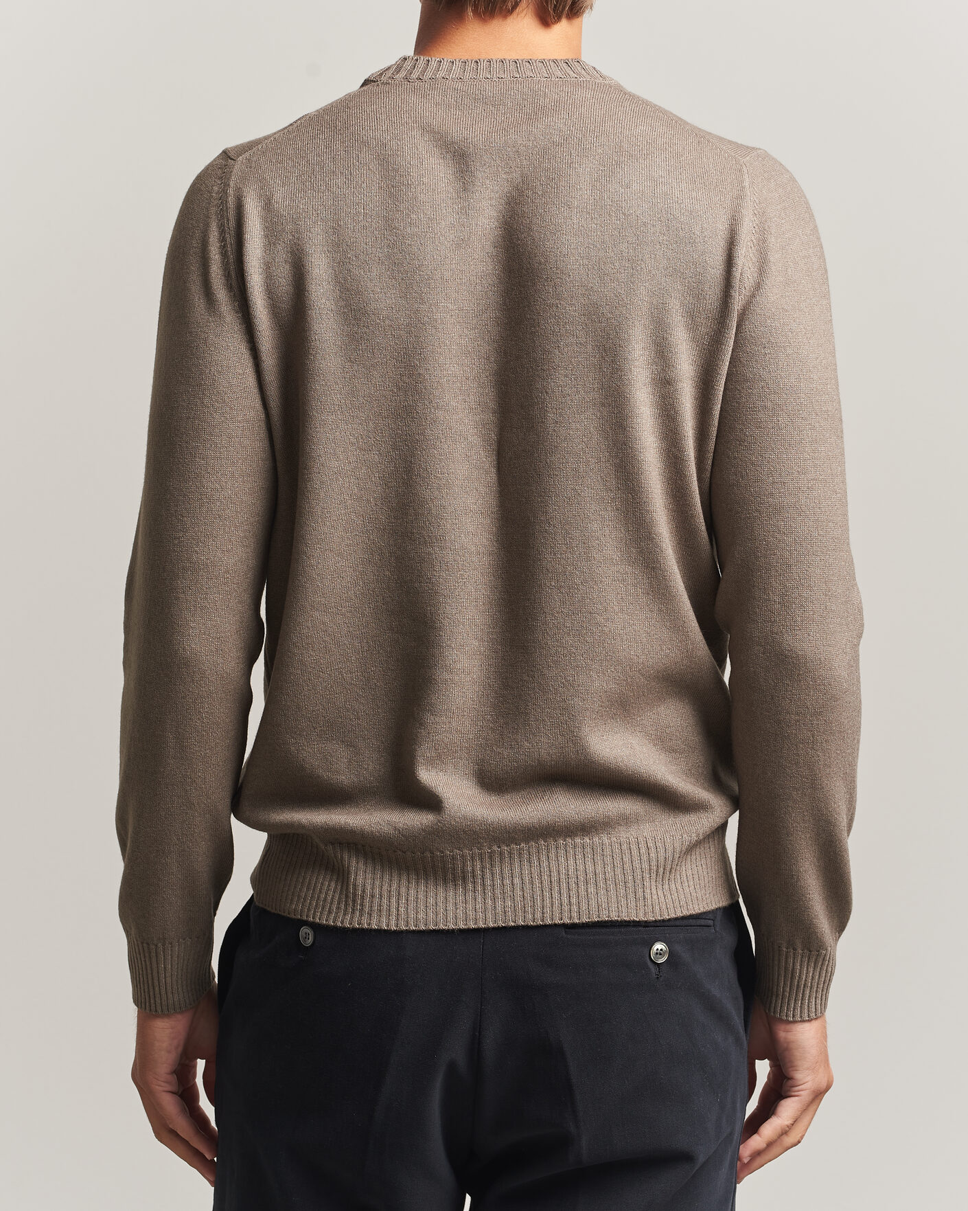 Herre | Gensere | Gran Sasso | Wool/Cashmere Washed Crew Neck Brown Melange