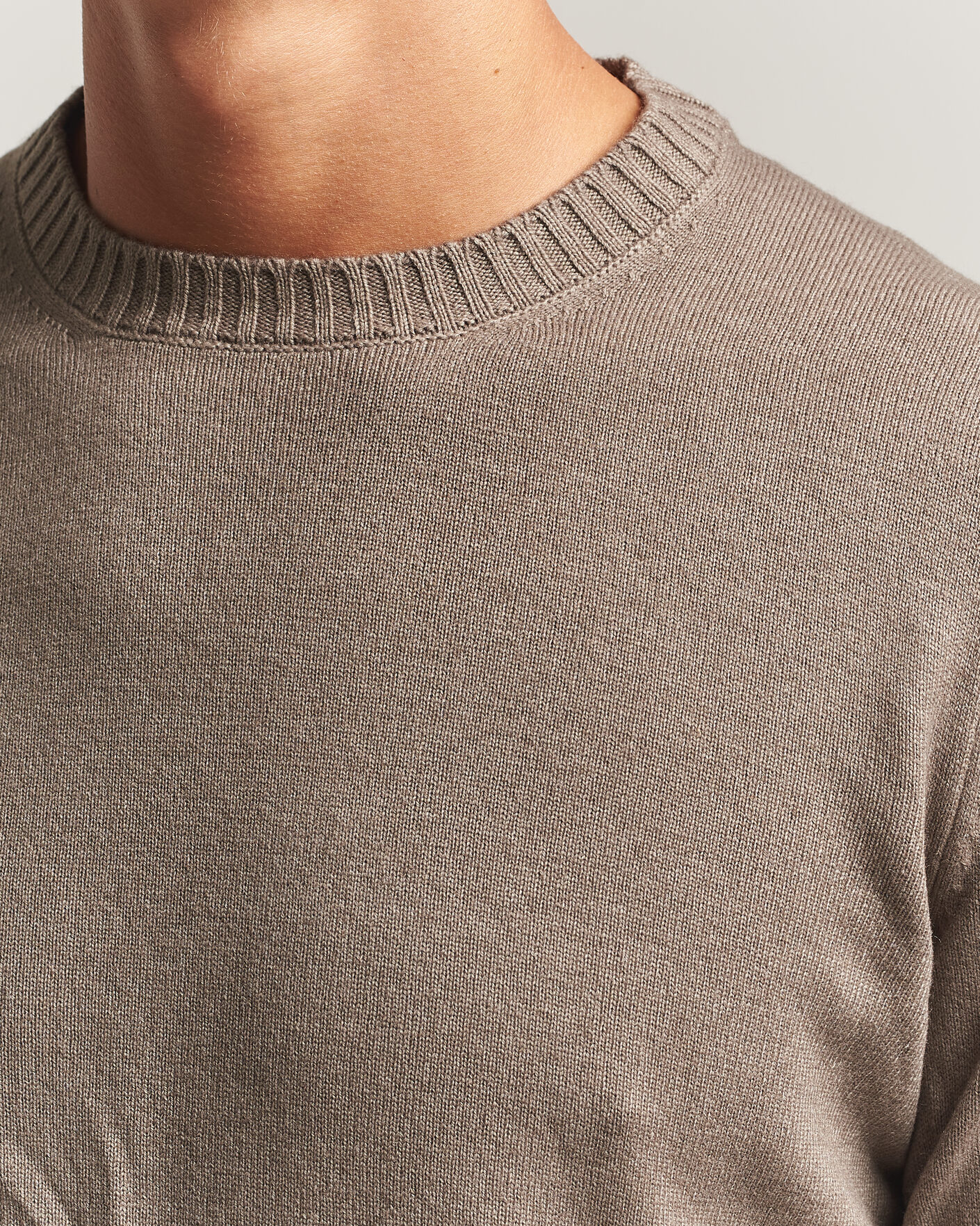 Herre | Gensere | Gran Sasso | Wool/Cashmere Washed Crew Neck Brown Melange