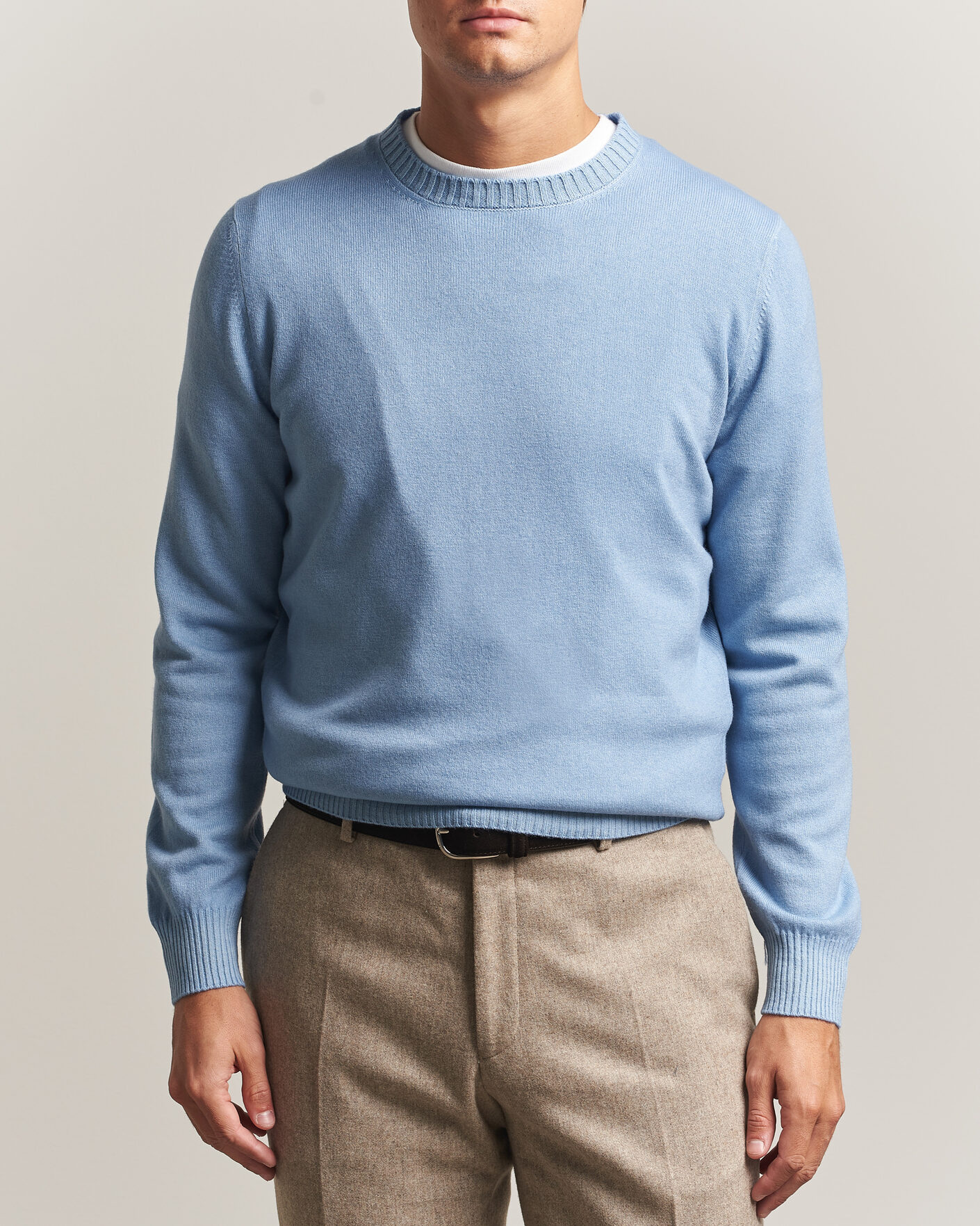 Herre | Gensere | Gran Sasso | Wool/Cashmere Washed Crew Neck Blue Melange