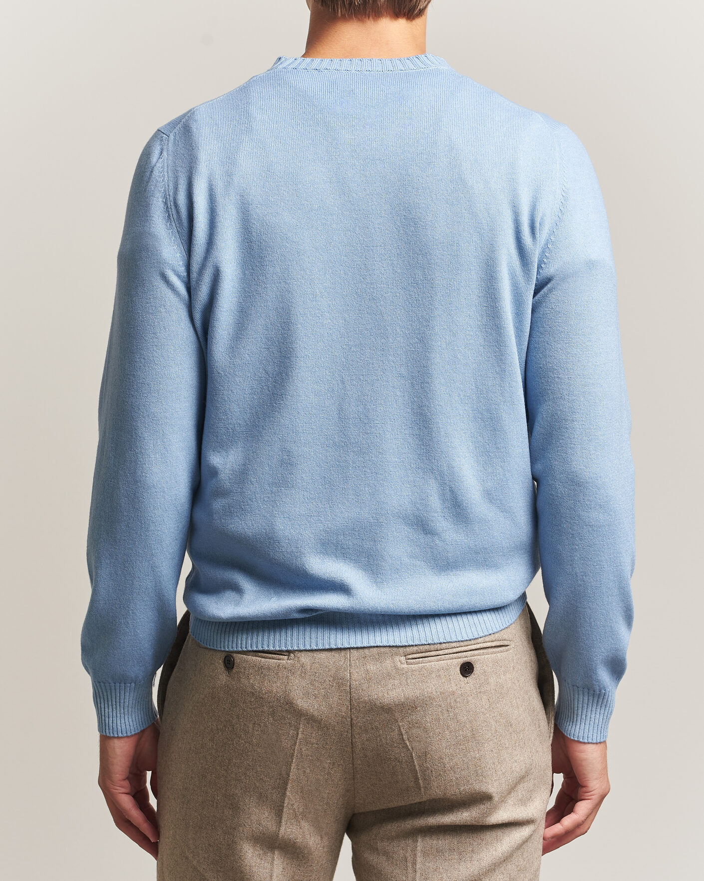 Herre | Gensere | Gran Sasso | Wool/Cashmere Washed Crew Neck Blue Melange