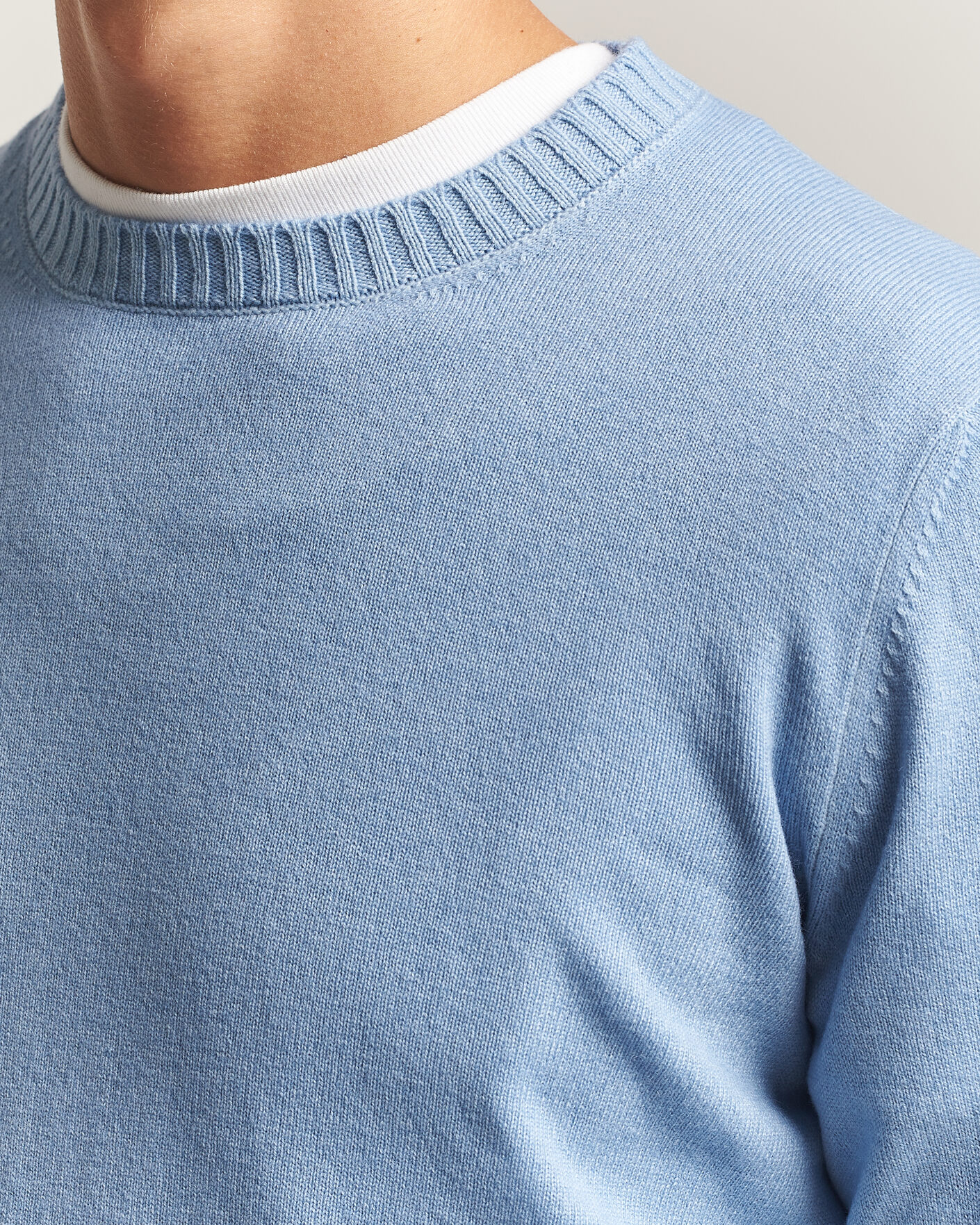 Herre | Gensere | Gran Sasso | Wool/Cashmere Washed Crew Neck Blue Melange