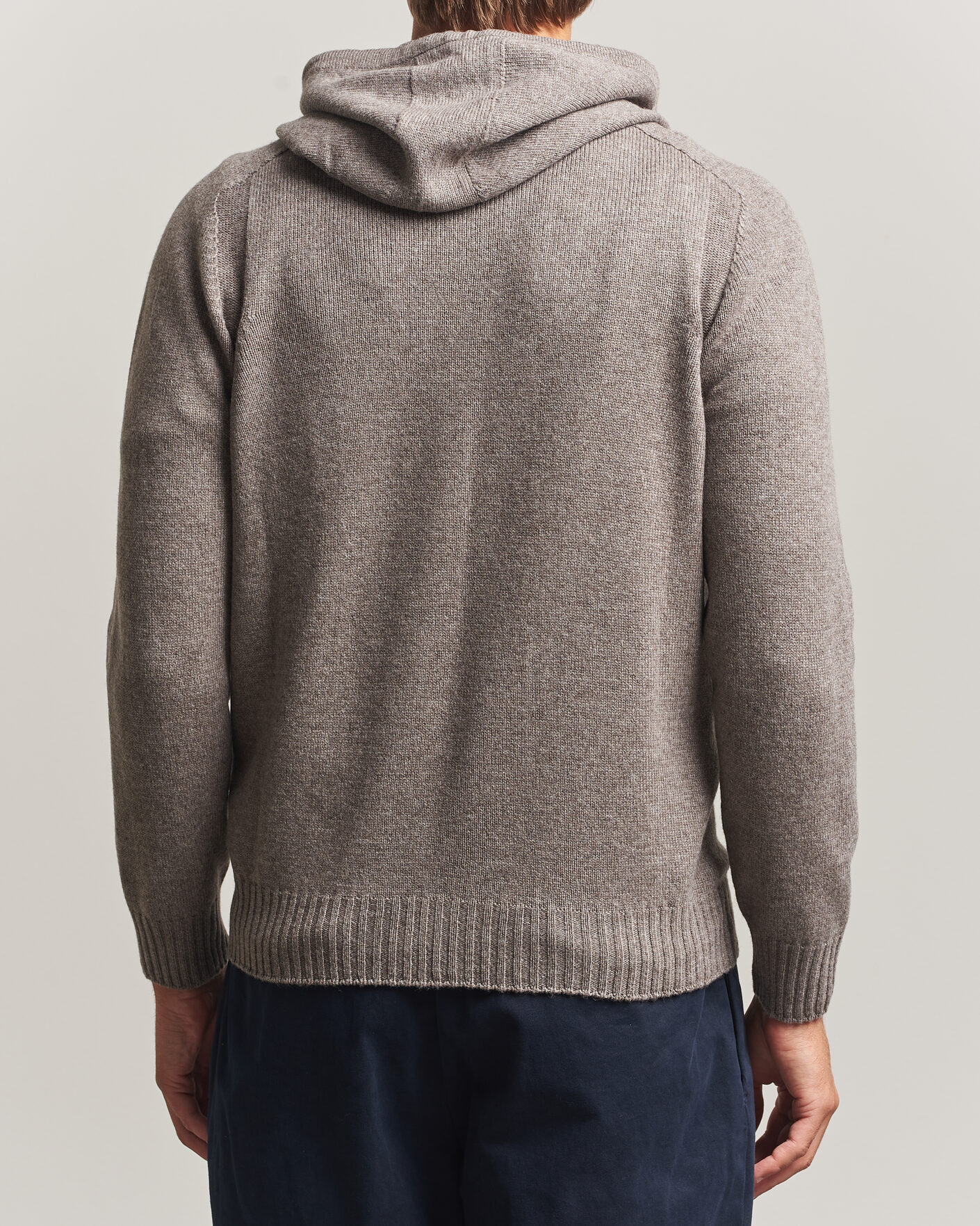 Herre | Gensere | Gran Sasso | Full Zip Wool Hoodie Taupe Melange