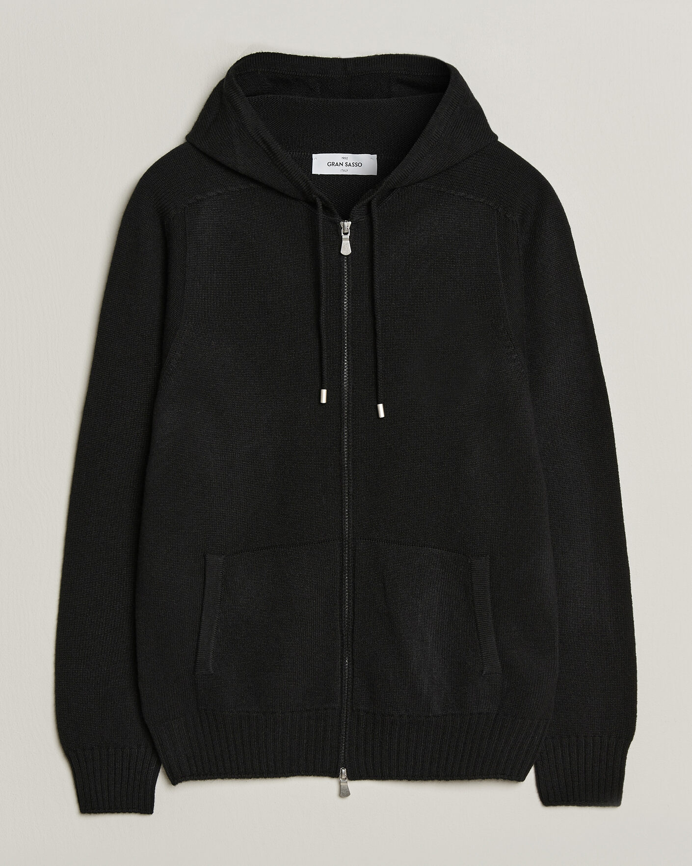Herre | Gensere | Gran Sasso | Full Zip Wool Hoodie Black