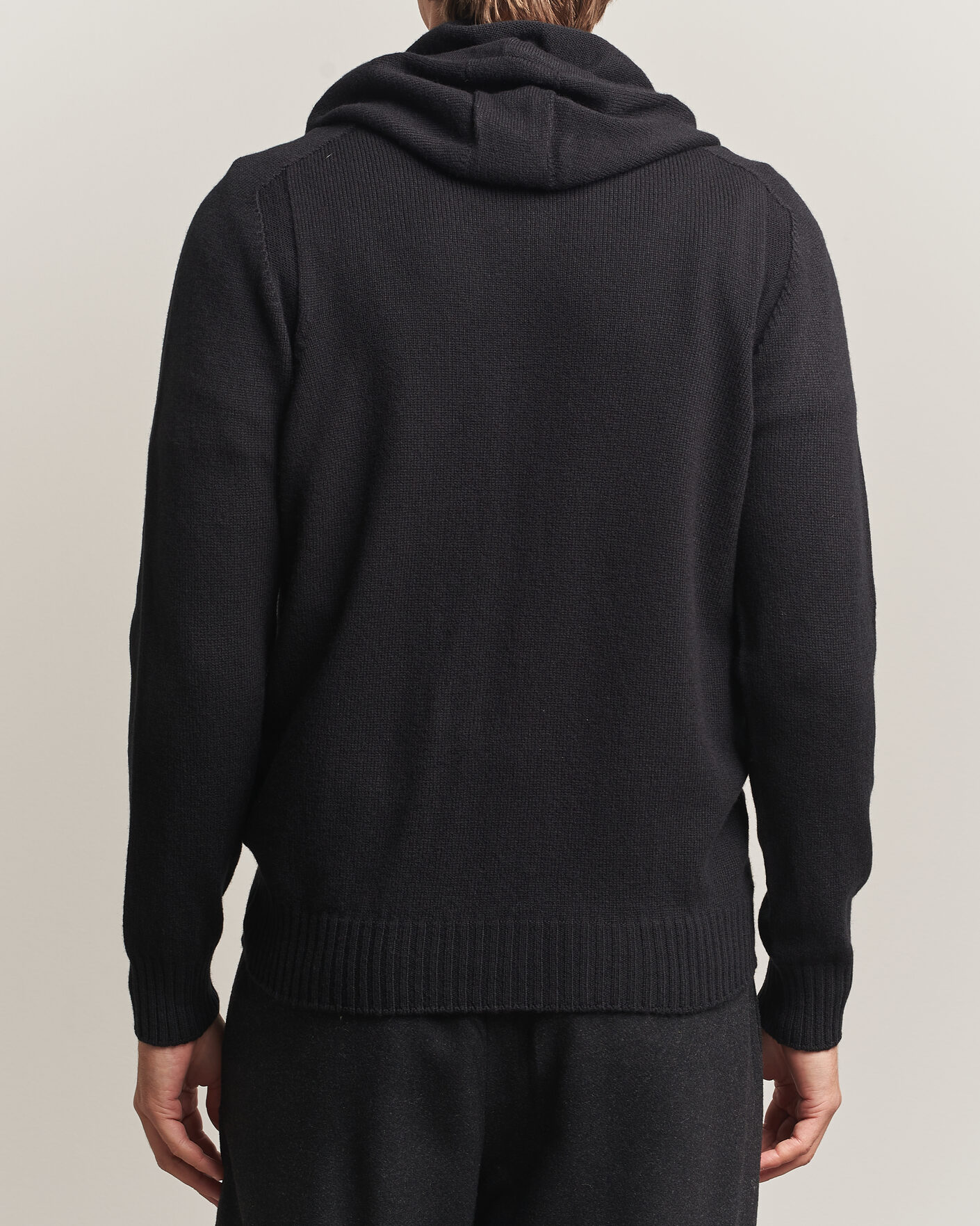 Herre | Gensere | Gran Sasso | Full Zip Wool Hoodie Black