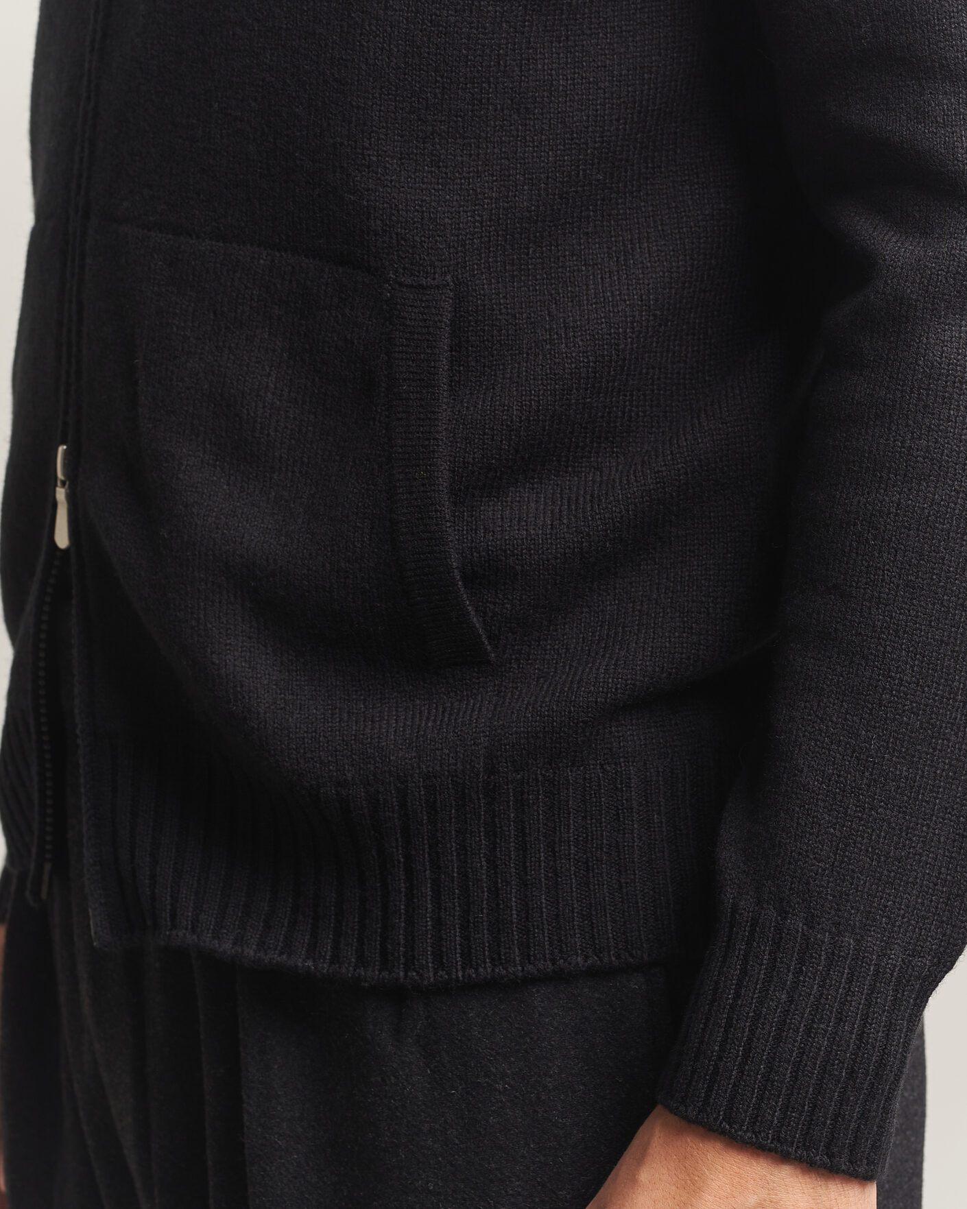 Herre | Gensere | Gran Sasso | Full Zip Wool Hoodie Black