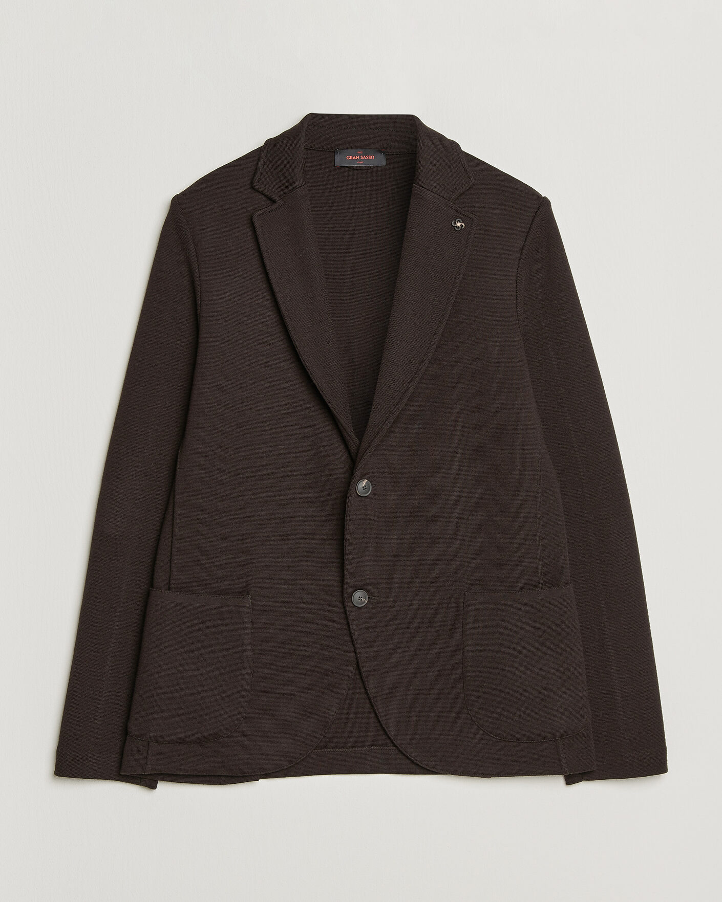 Herre | Dressjakker | Gran Sasso | Rainwool Knitted Blazer Dark Brown
