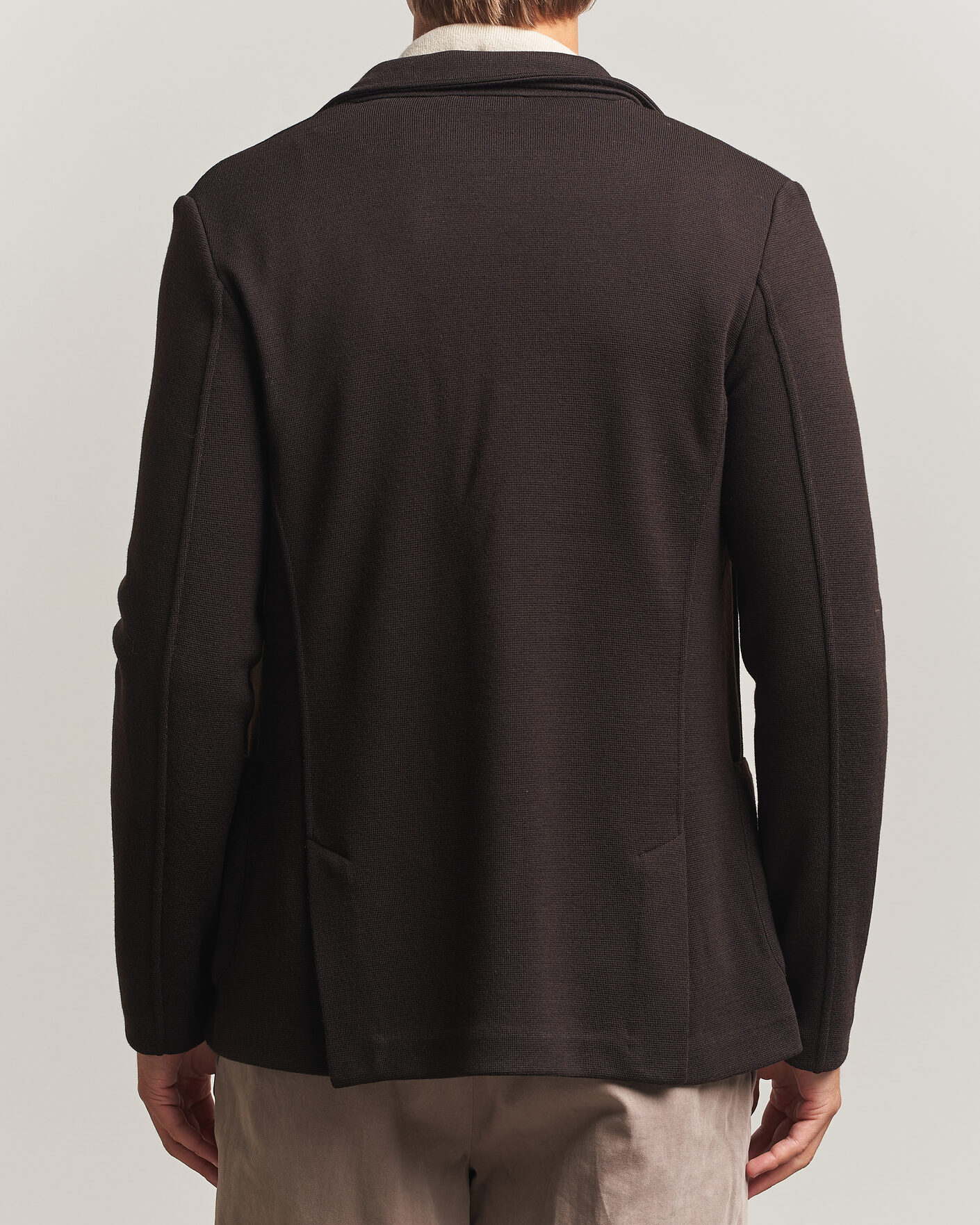 Herre | Dressjakker | Gran Sasso | Rainwool Knitted Blazer Dark Brown