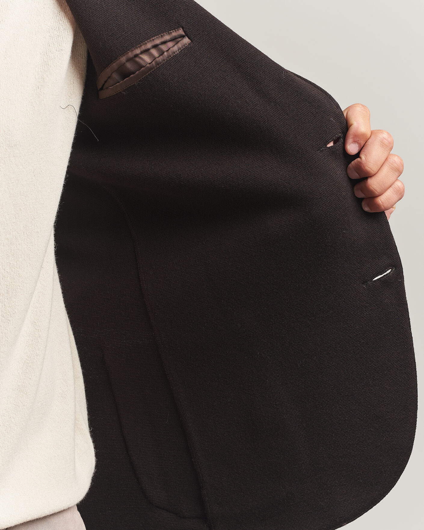 Herre | Dressjakker | Gran Sasso | Rainwool Knitted Blazer Dark Brown