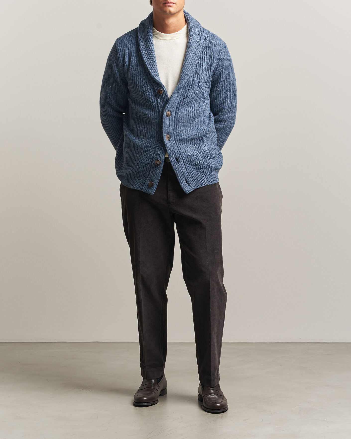 Herre | Gensere | Gran Sasso | Wool/Cashmere Donegal Cardigan Blue
