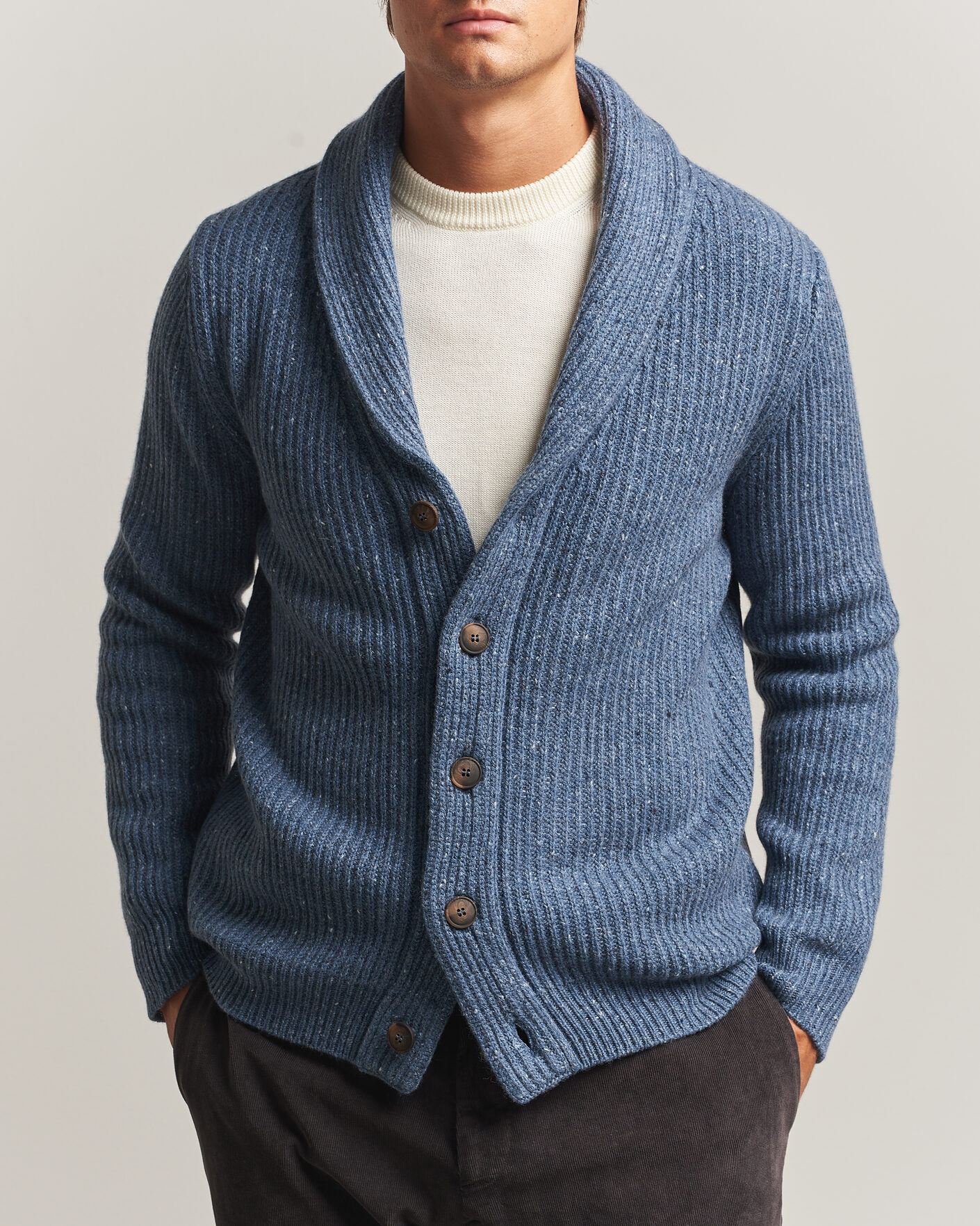 Herre | Gensere | Gran Sasso | Wool/Cashmere Donegal Cardigan Blue